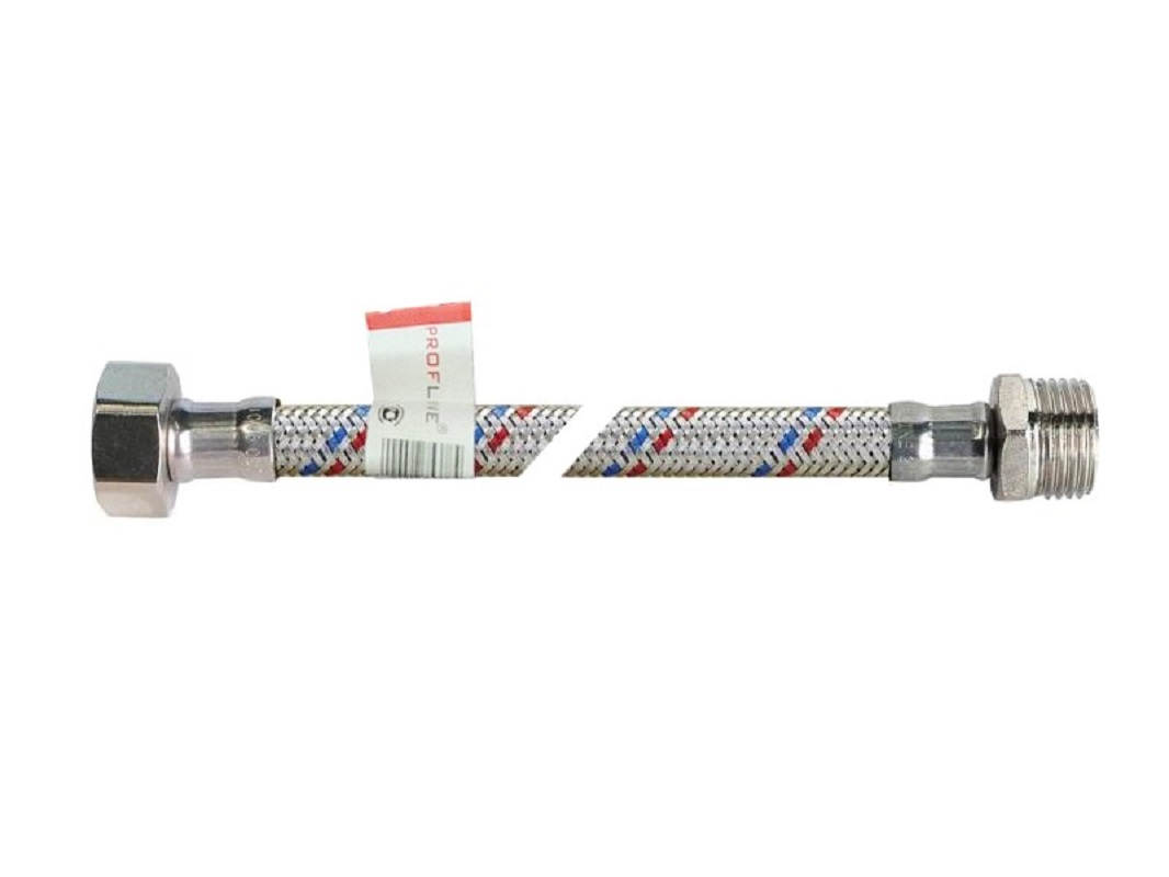 Изображение товара Гибкая подводка для воды PROFLINE 500 см гайка-штуцер 1/2" нержавеющая сталь