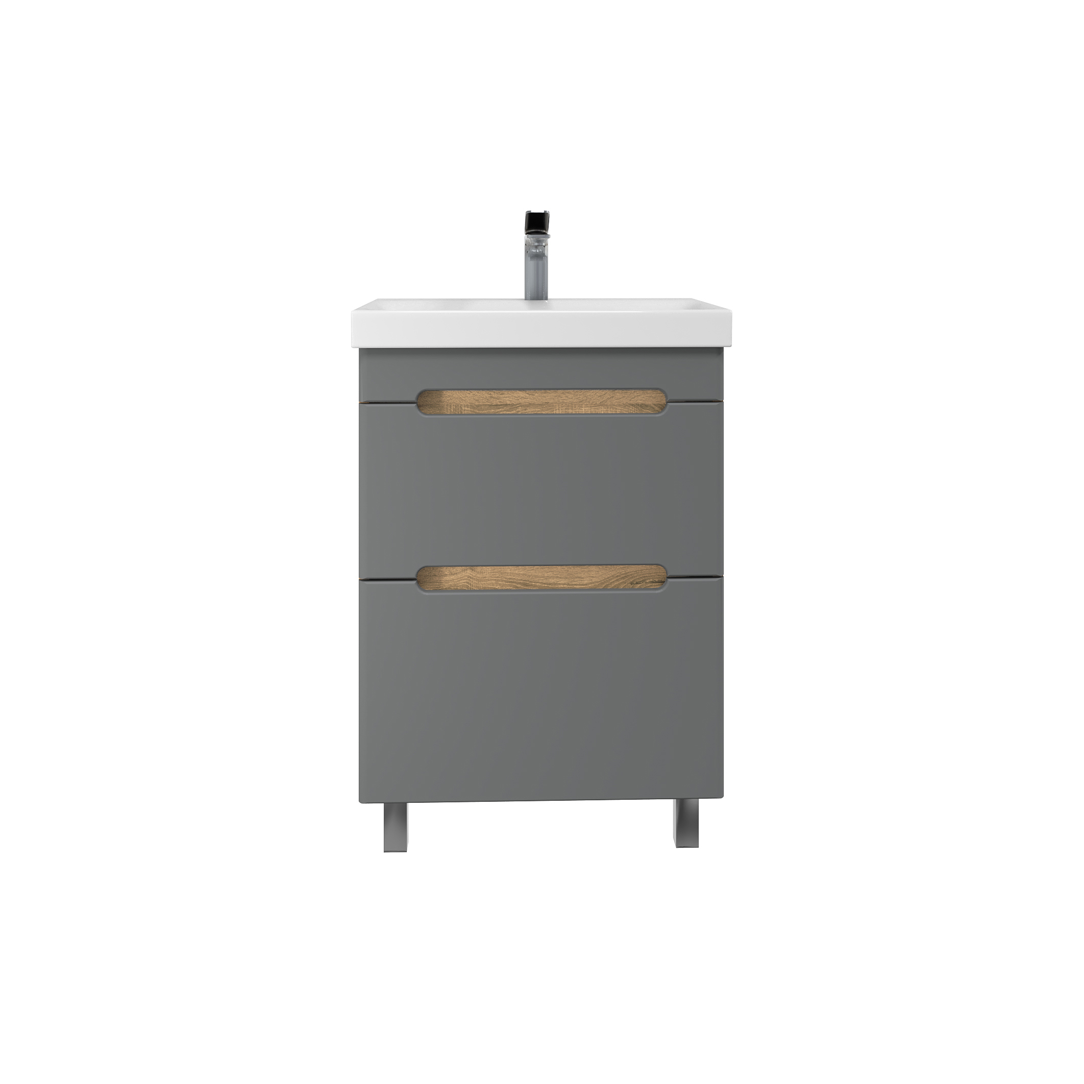 Изображение товара Тумба с раковиной в ванную Ruvann Aqvi 50 раковина Moduo 50 напольная цвет графит софт, дуб вотан Изображение товара Тумба с раковиной в ванную Ruvann Aqvi 50 раковина Moduo 50 напольная цвет графит софт, дуб вотан