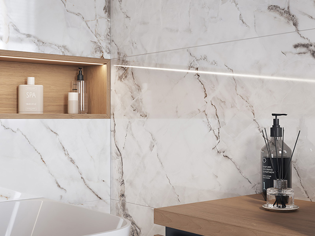 Изображение товара Керамогранит Cersanit Crema 60x120 см белый мрамор полированный