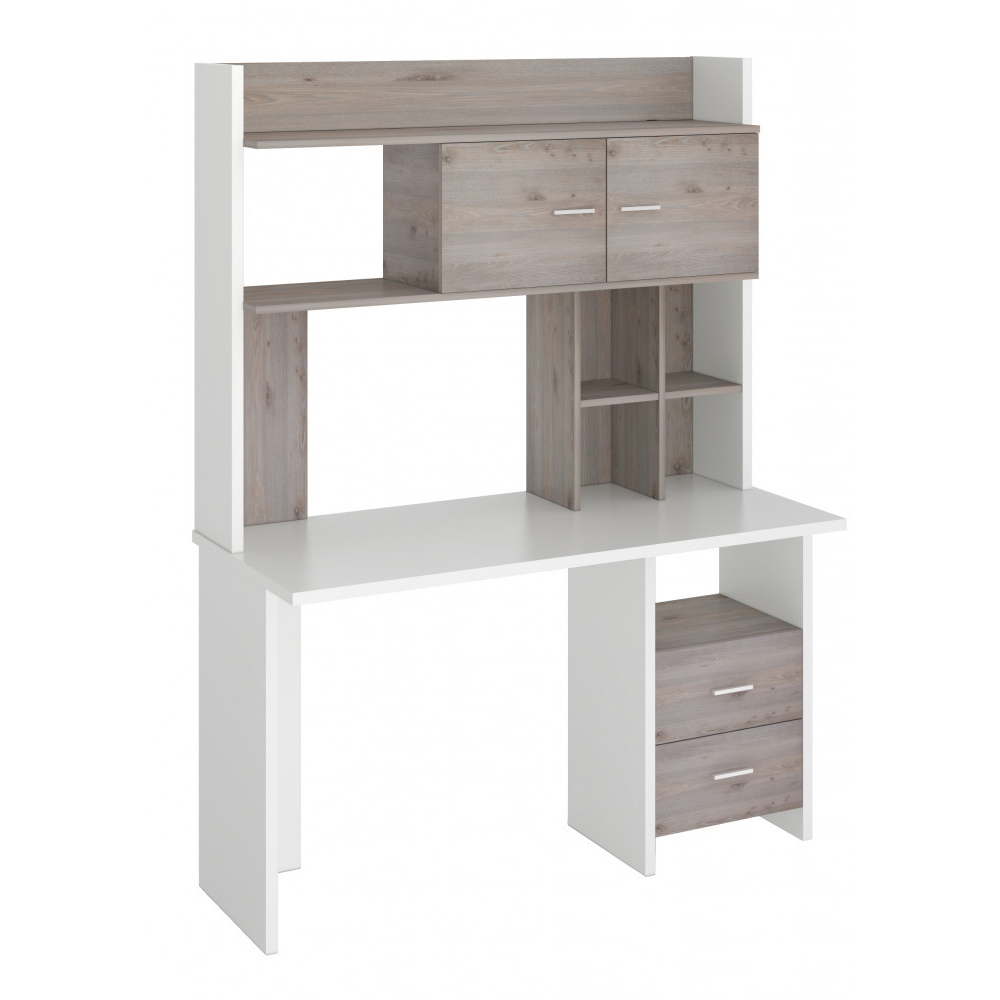 Изображение товара Стол Мэрдэс СКЛ-Прям130+НКЛХ-130 из ЛДСП белый и ясень шимо светлый