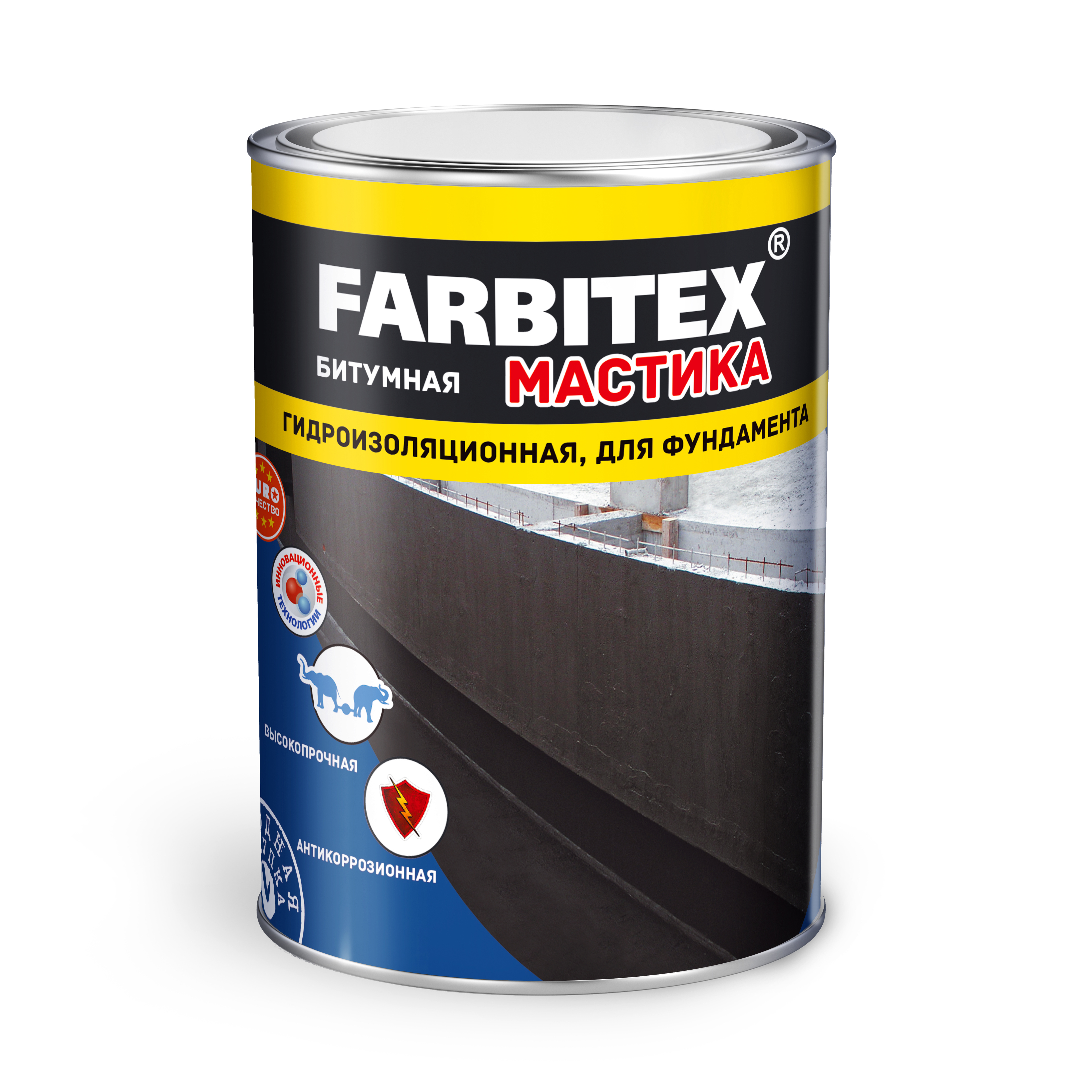 Изображение товара Мастика битумная Farbitex гидроизоляционная 4кг Изображение товара Мастика битумная Farbitex гидроизоляционная 4кг