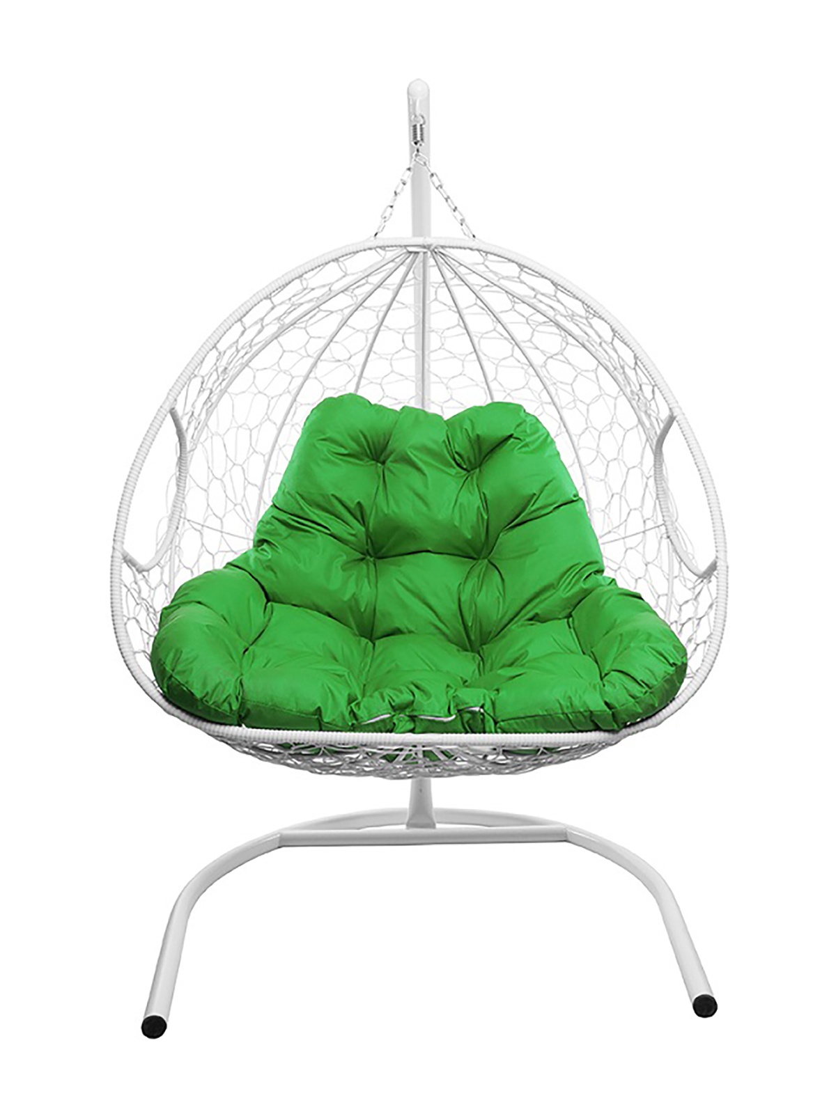 Изображение товара Кресло подвесное для двоих с ротангом и стальным каркасом белое