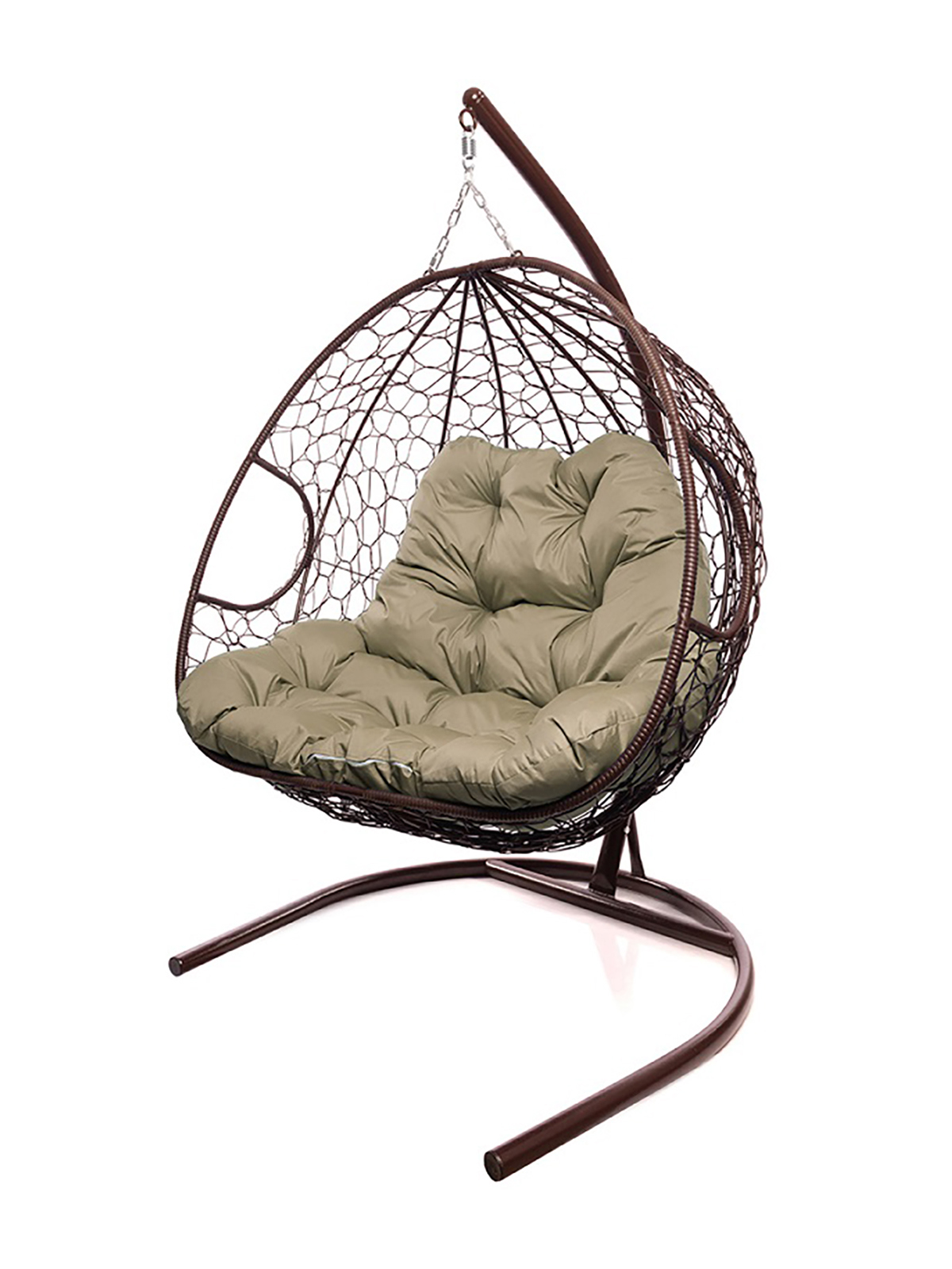 Изображение товара Подвесное кресло M-GROUP для двоих, коричневый с бежевой подушкой