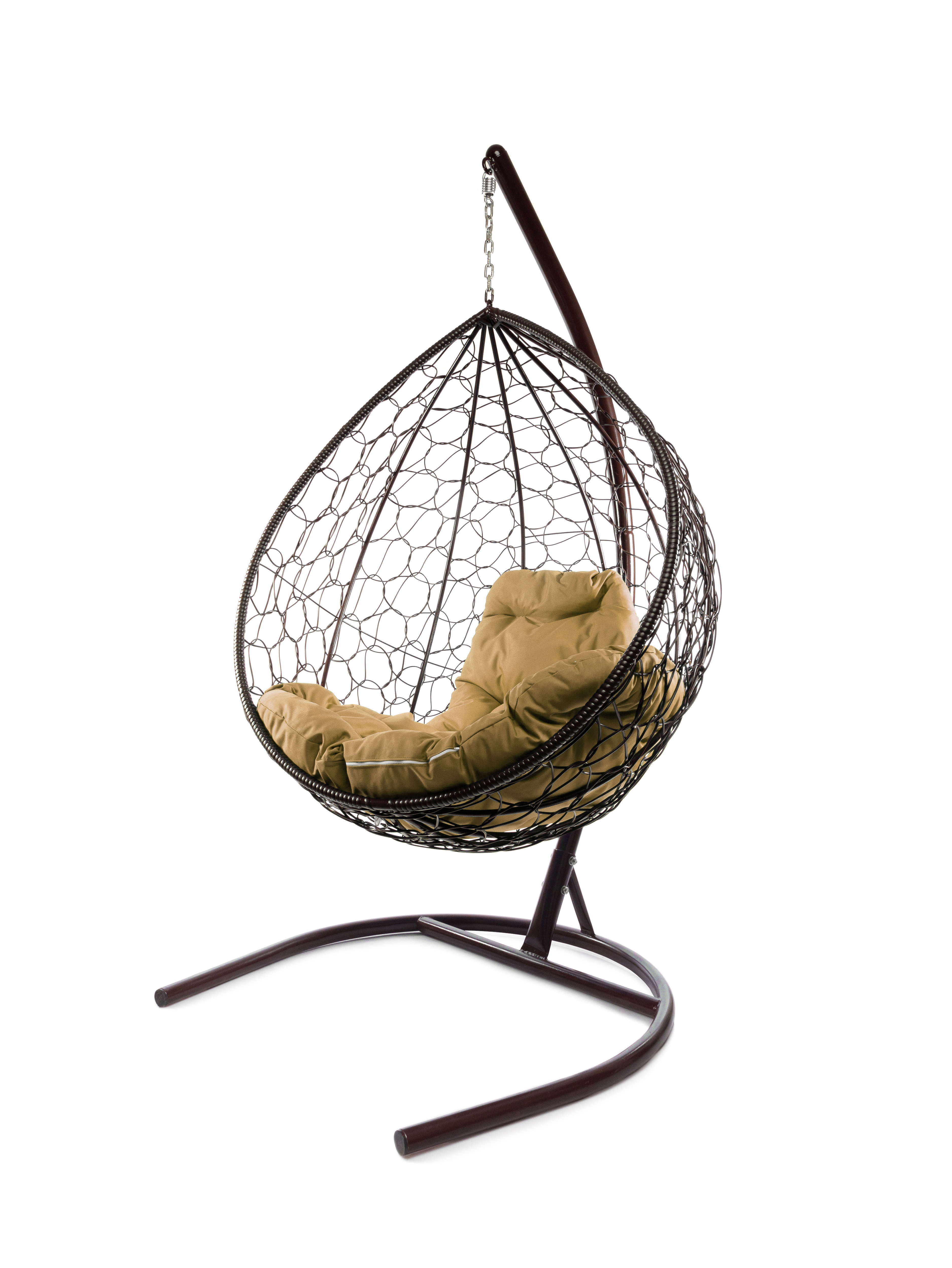 Изображение товара Кресло подвесное Капля 1-х местное из искусственного ротанга коричнево-бежевое