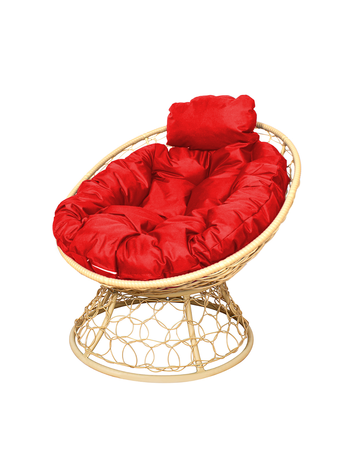 Изображение товара Кресло садовое мини из ротанга и металла с подушкой для отдыха у дачи