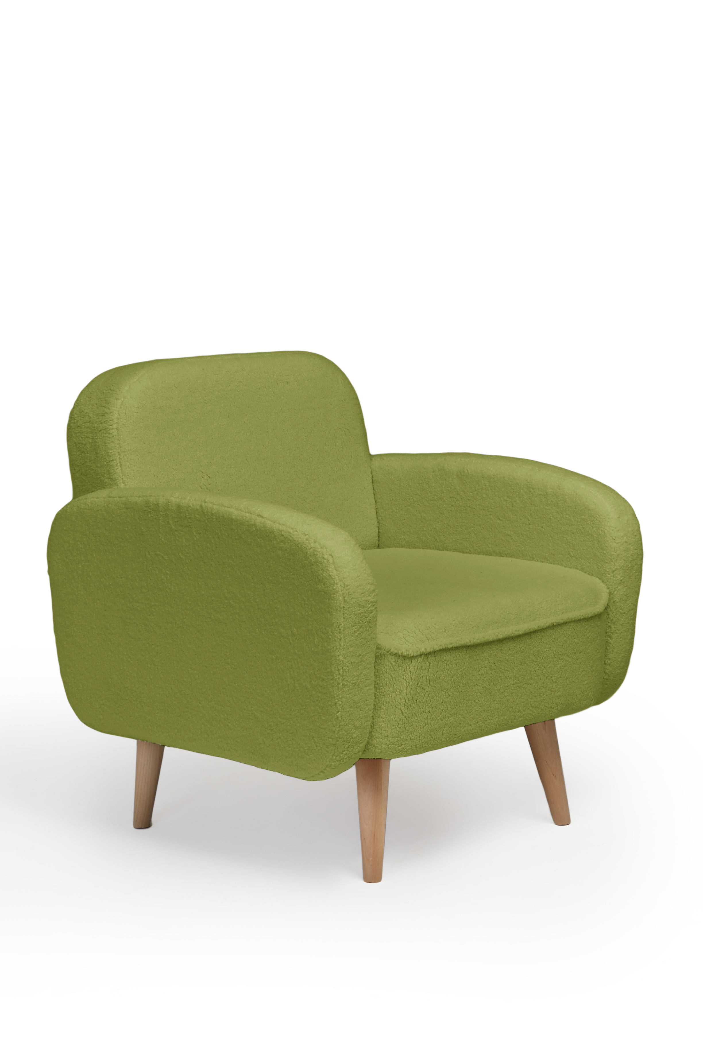 Изображение товара Кресло Малютка из искусственного меха, зеленое, 74x82x70 см