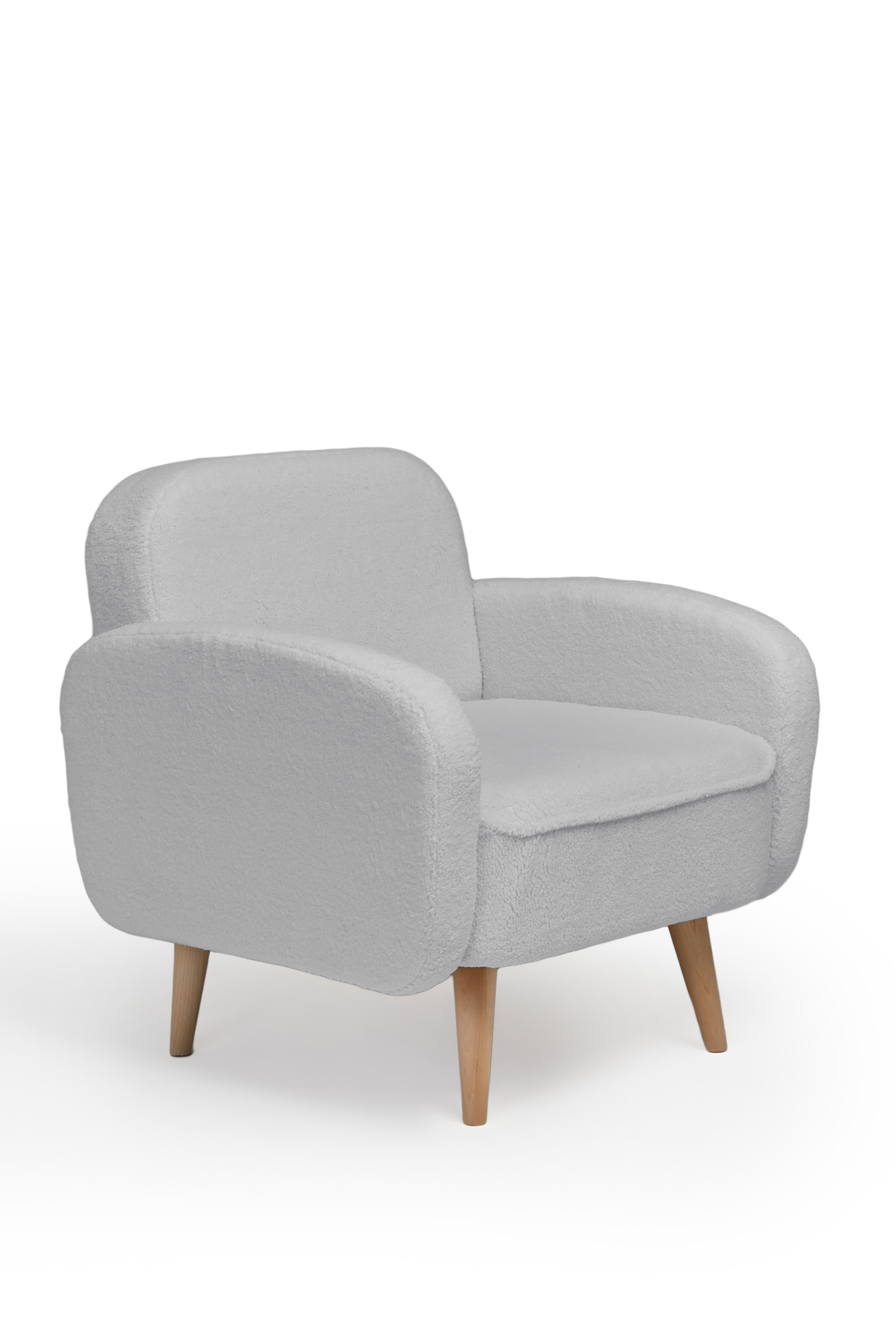 Изображение товара Кресло Диван не мебель Малютка 74x82x70 см искусственный мех цвет светло-серый