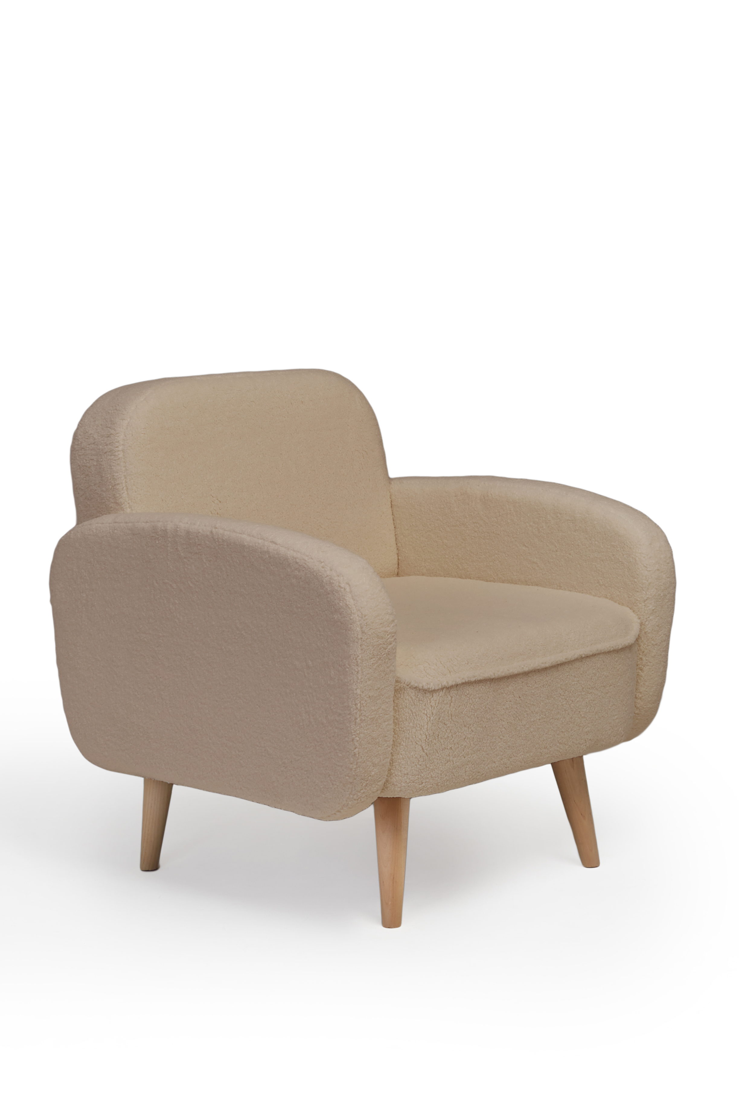 Изображение товара Кресло Малютка из искусственного меха бежевое и темно-бежевое