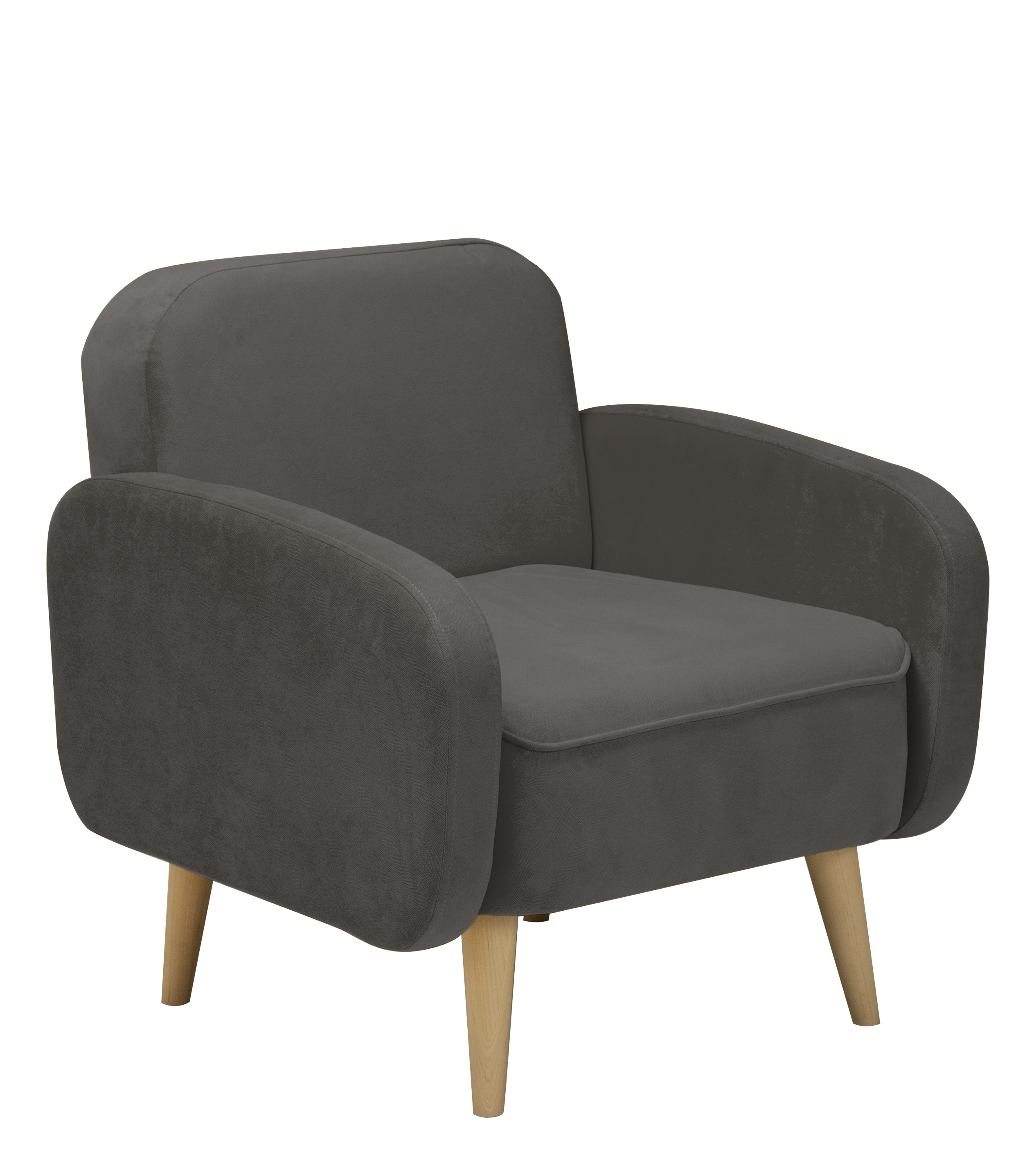 Изображение товара Кресло Диван не мебель Малютка 74x82x70 см велюр цвет серый