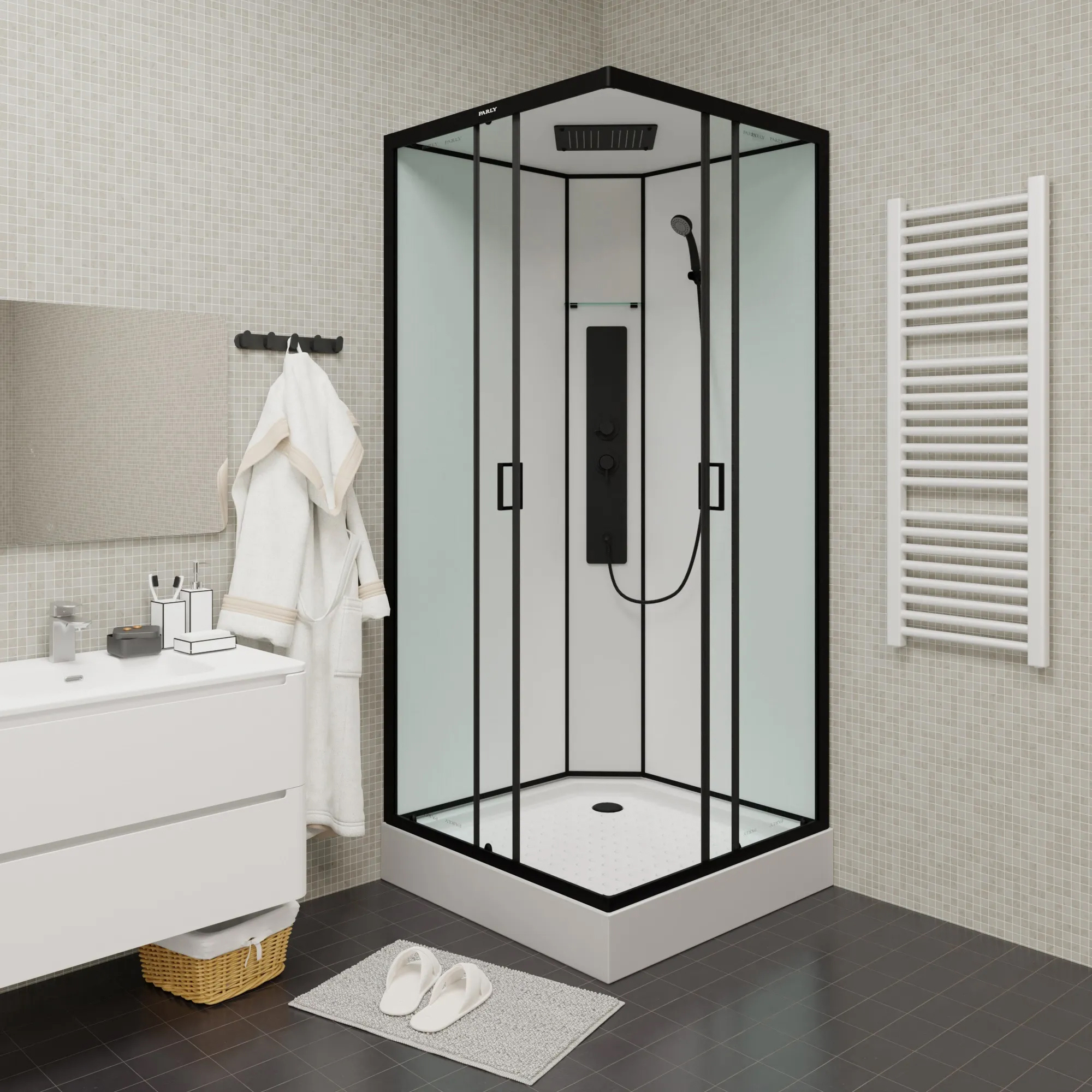 Изображение товара Душевая кабина PARLY AMI Quadro 9494 низкий поддон 90x90см