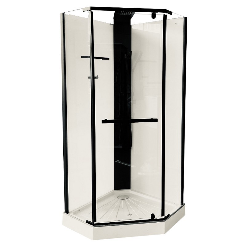 Изображение товара Душевая кабина Ceruttispa Chika CT9154 900x900x2150 без крыши черный профиль прозрачное стекло