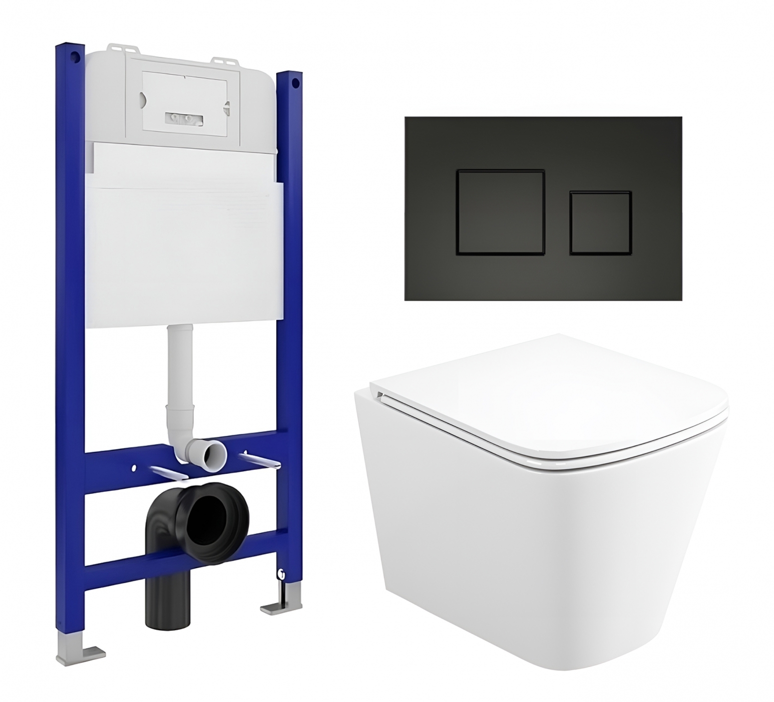 Изображение товара Комплект инсталляция и унитаз Binario 50 черная матовая кнопка BR