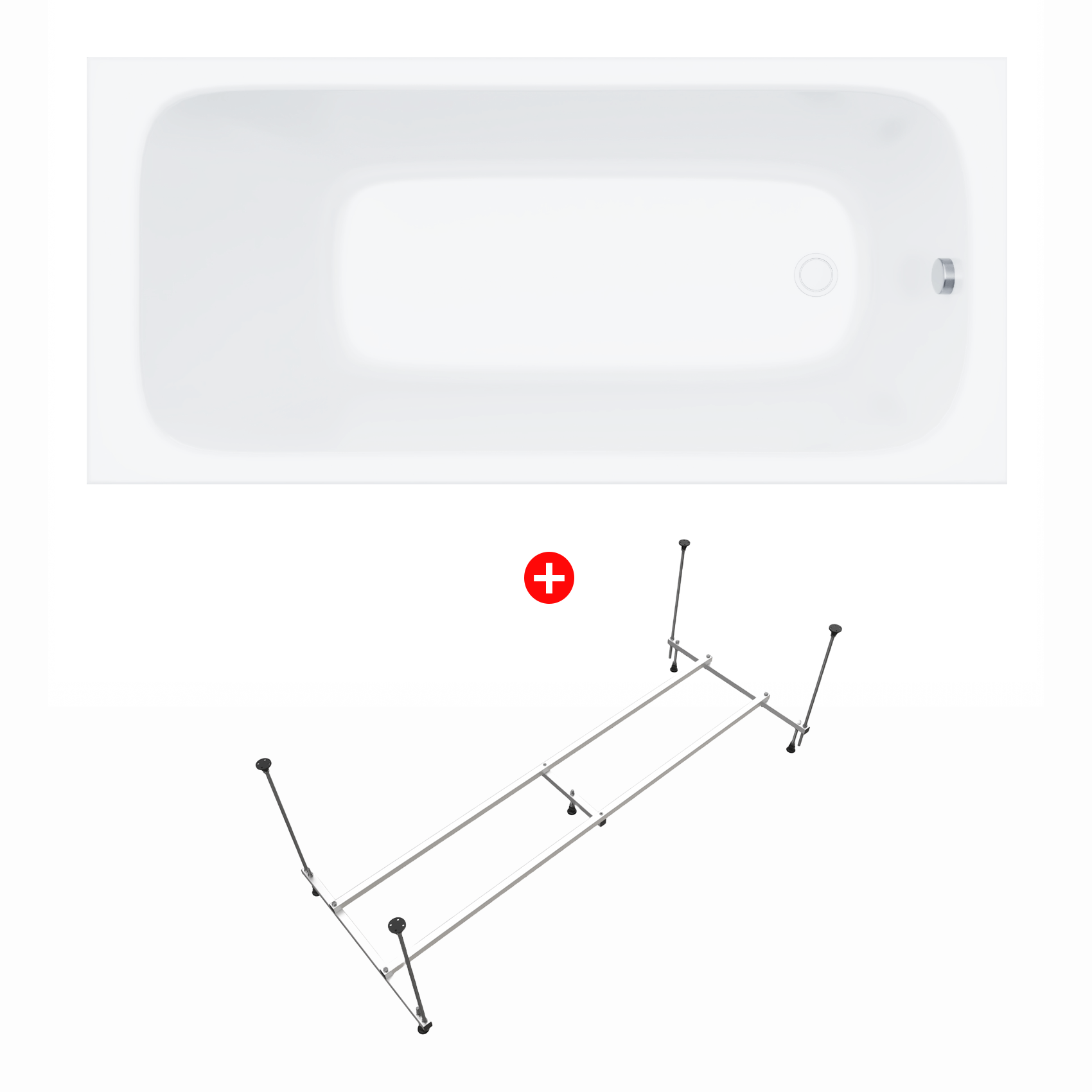 Изображение товара Ванна акриловая Enio Neo 170x70 EN7030716 с каркасом белая