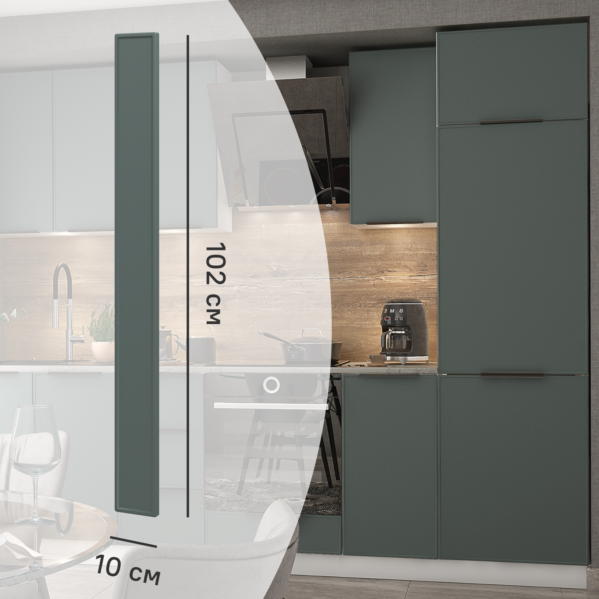 Изображение товара Фальшпанель для кухонного шкафа Инта 10x102 см KONSENSA МДФ зеленый