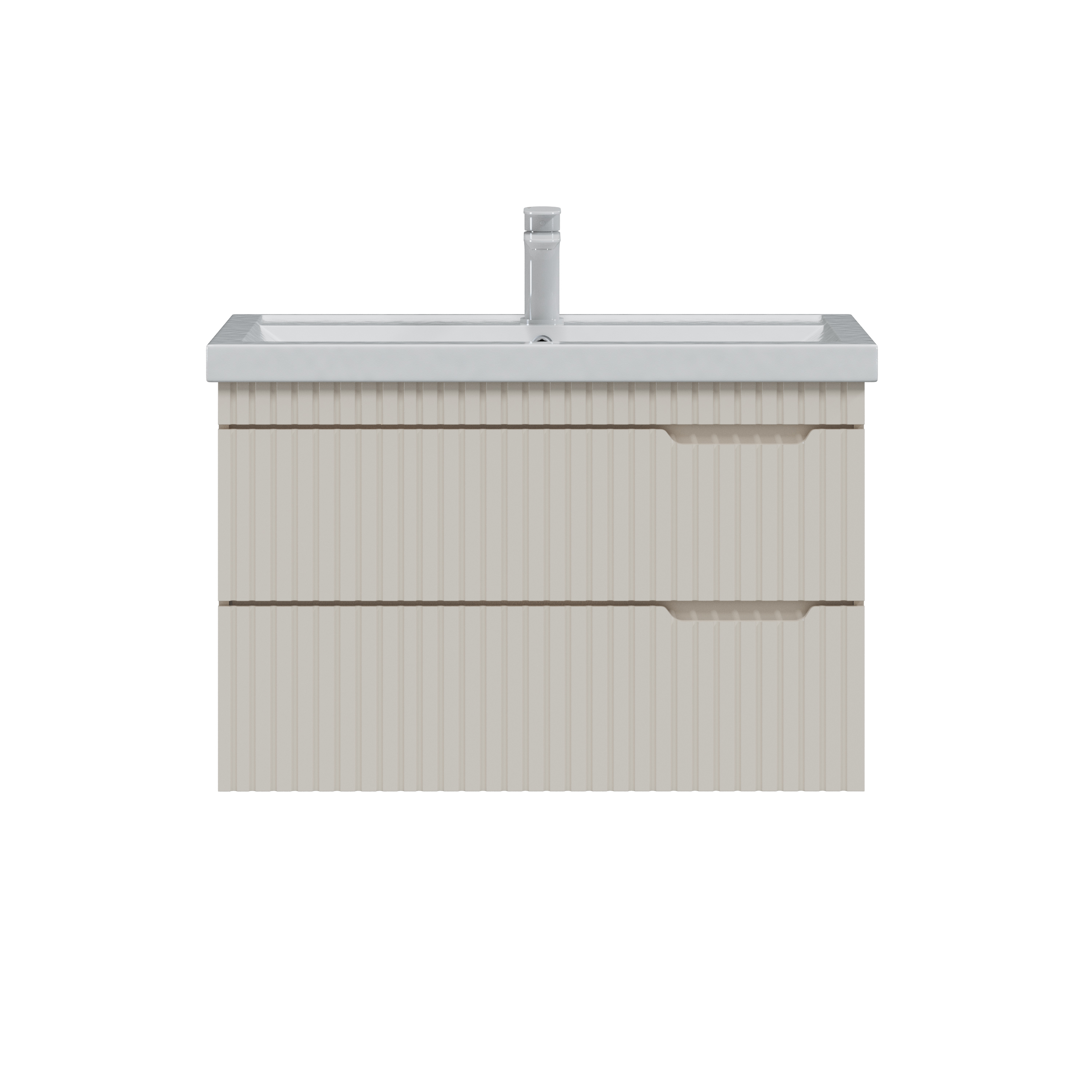 Изображение товара Тумба под раковину Фостер 70 подвесная 66 см МДФ матовый 2 ящика цвет бежевый