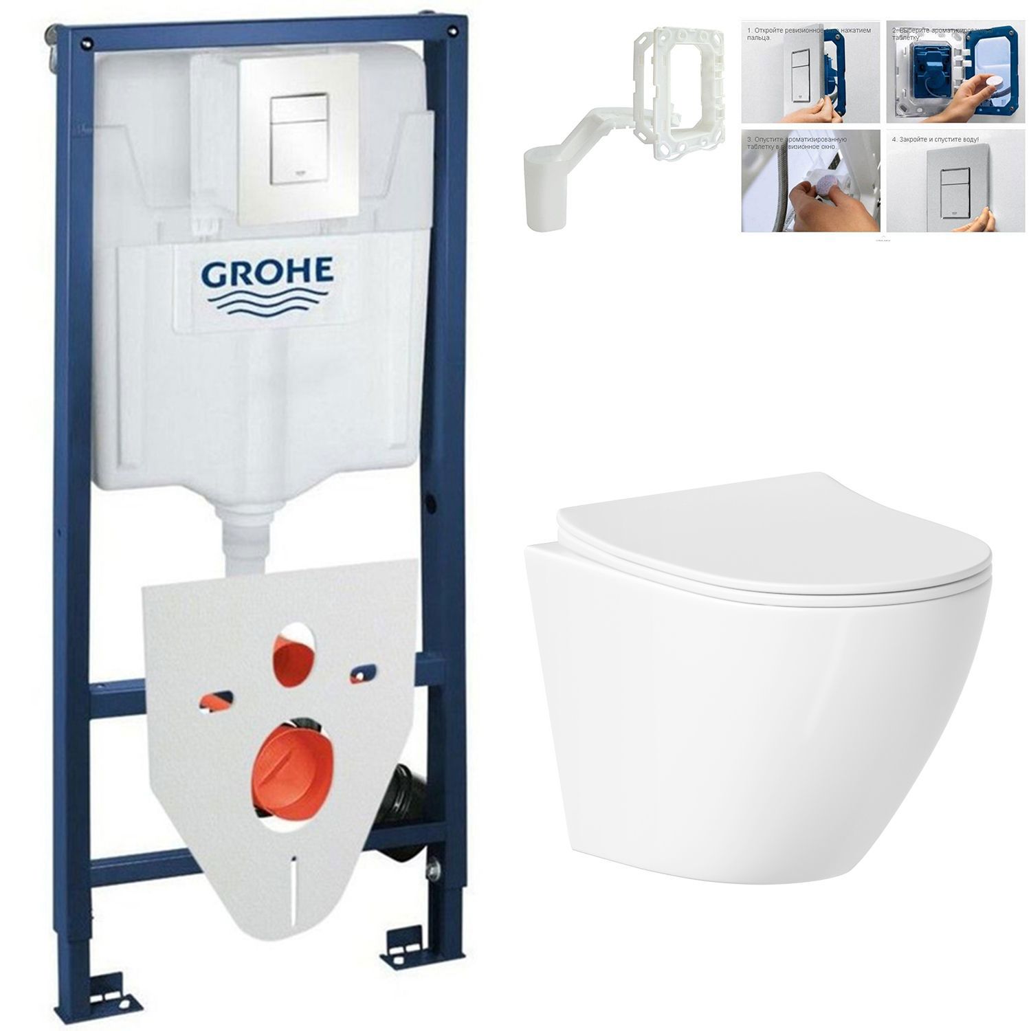 Изображение товара Комплект инсталляции с унитазом Grohe R56261252D белый Грейхаус