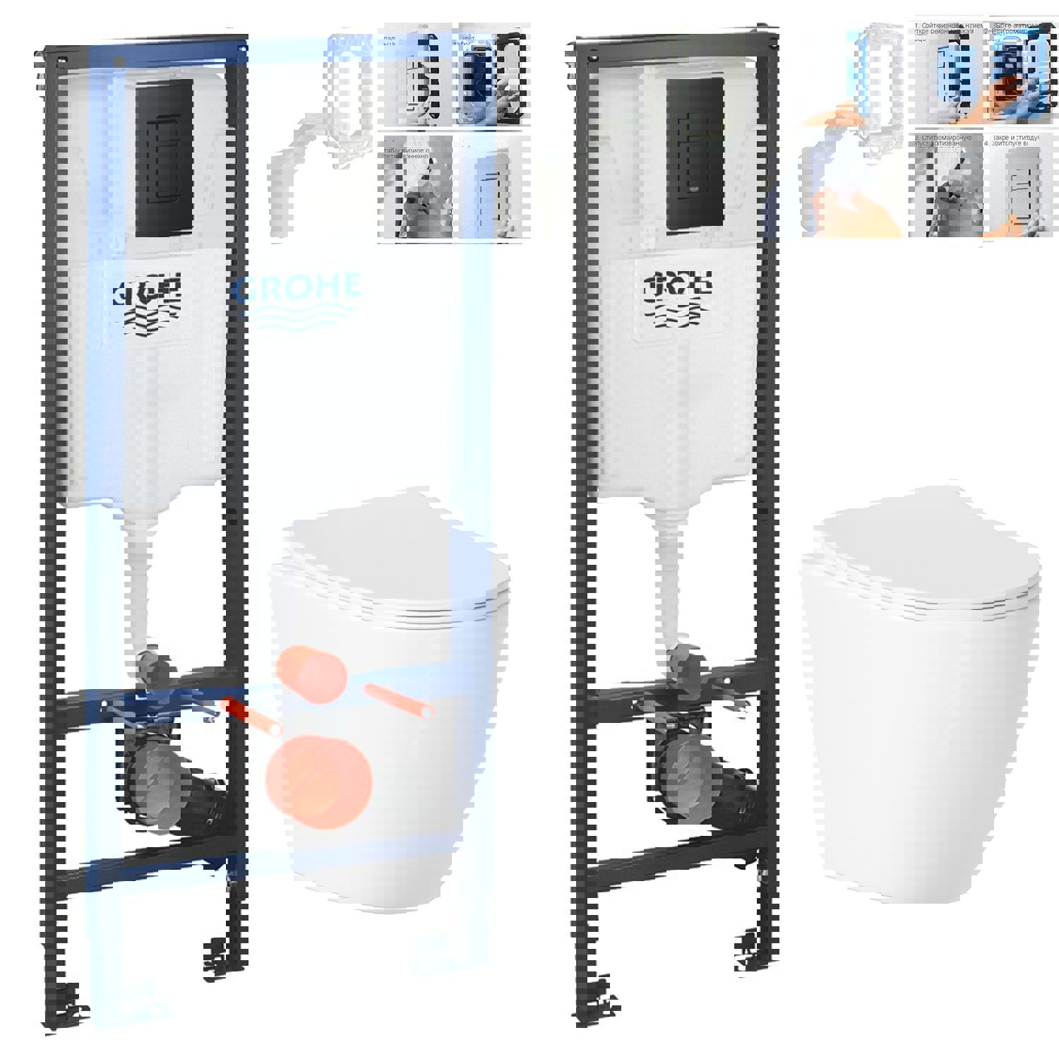 Изображение товара Комплект инсталляция Grohe с унитазом 115V9E6390 белый