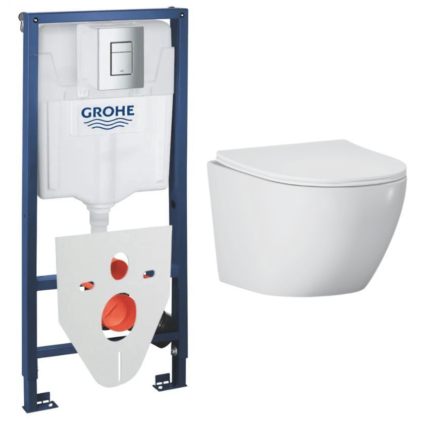 Изображение товара Комплект инсталляции с унитазом Grohe 277235103 белый современный дизайн