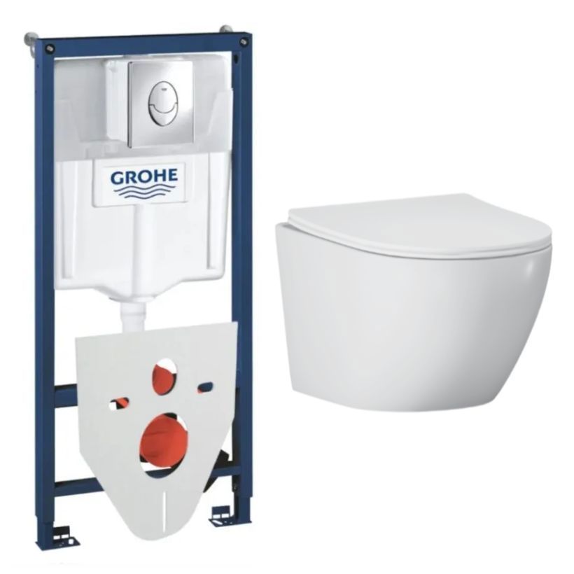 Изображение товара Комплект инсталляции с унитазом Grohe 272135103 безободковый белый Германия