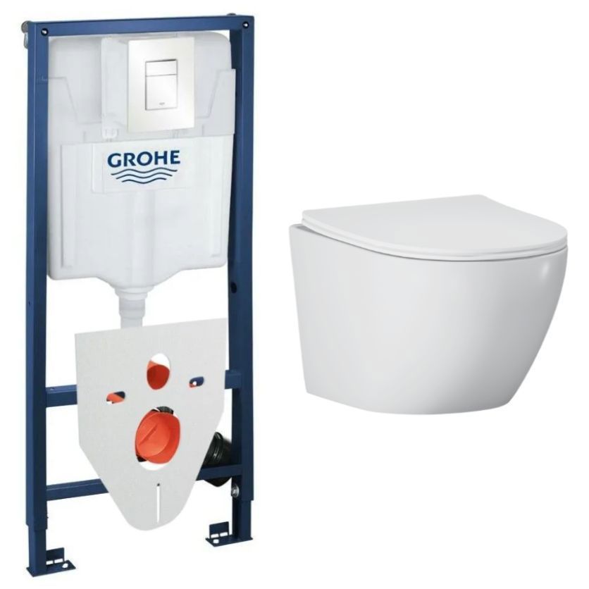 Изображение товара Комплект инсталляции с унитазом Grohe 238735103 белый для современного санузла