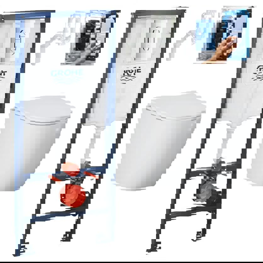 Изображение товара Комплект инсталляции с унитазом GROHE 337635101 белый для ванной современной серии Brunn