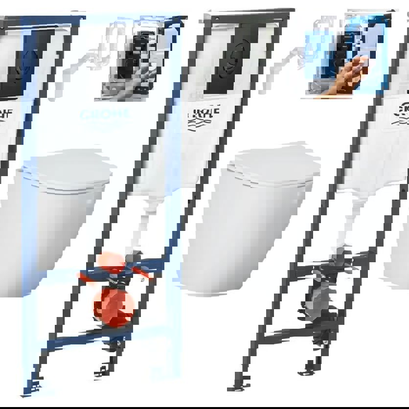 Изображение товара Комплект инсталляция с унитазом GROHE 338535103 белый для немецкого стильного интерьера