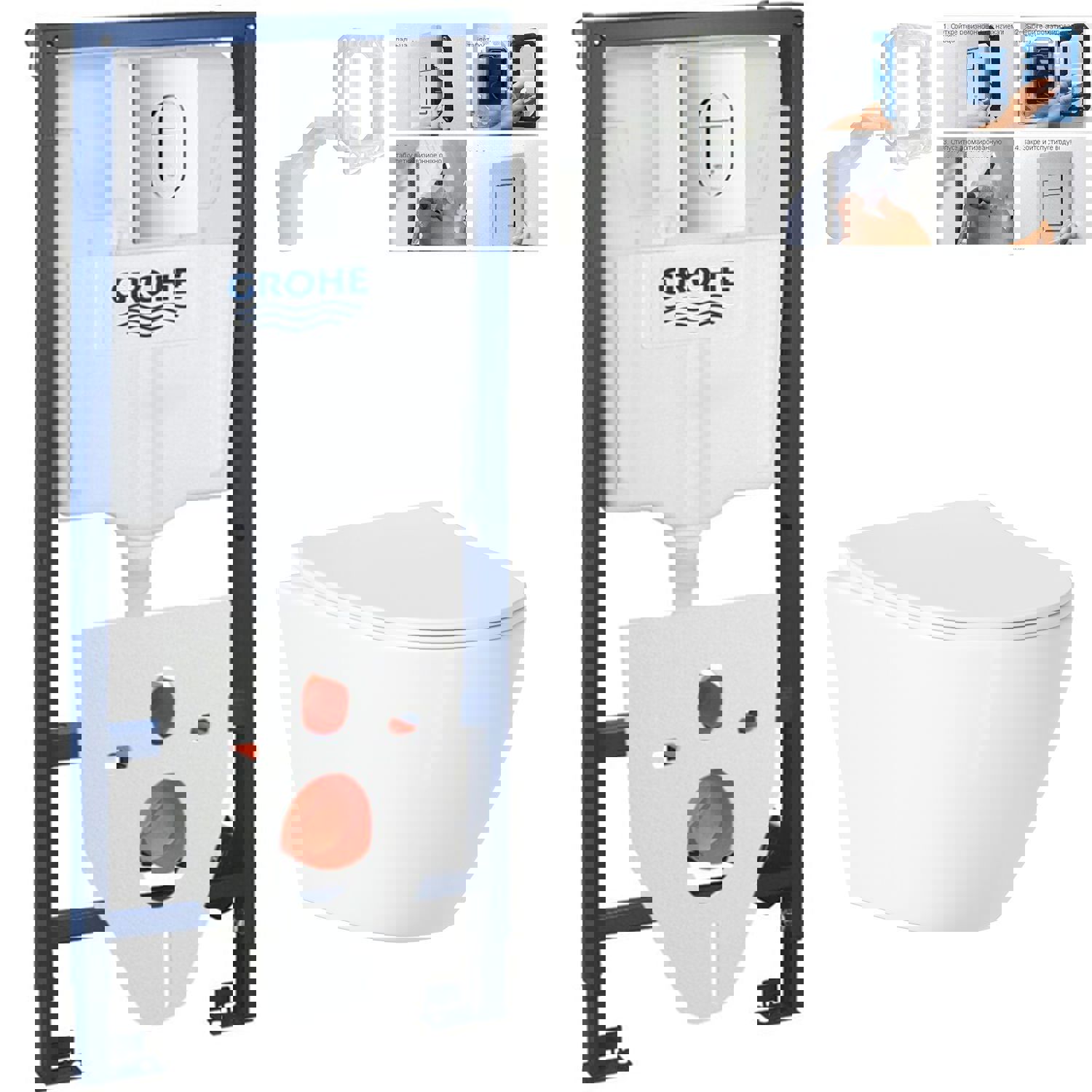 Изображение товара Комплект инсталляция с унитазом Grohe 2T123V1512 белый для скрытого монтажа