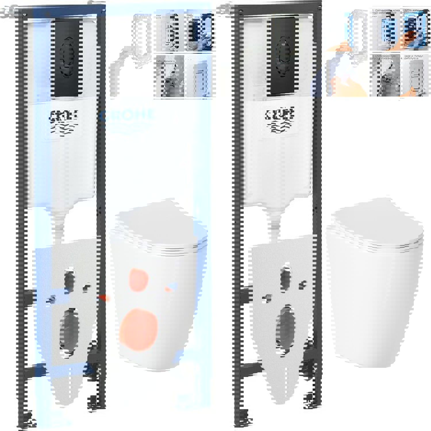 Изображение товара Комплект инсталляция с унитазом Grohe 2F6773D349 белый Германия