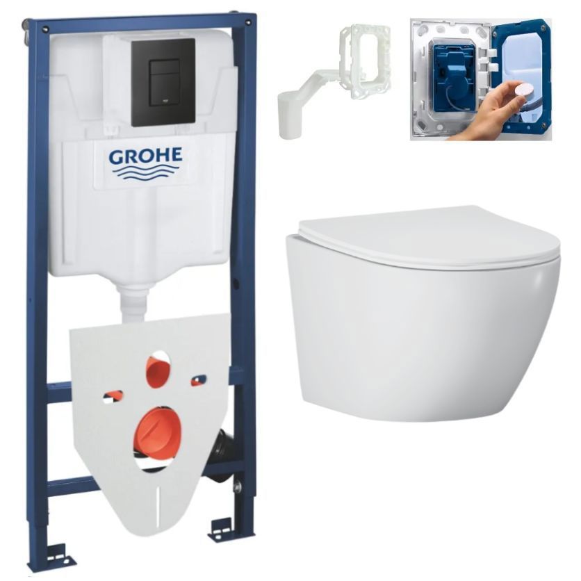Изображение товара Комплект инсталляции с унитазом Grohe 438835103 белый современный дизайн