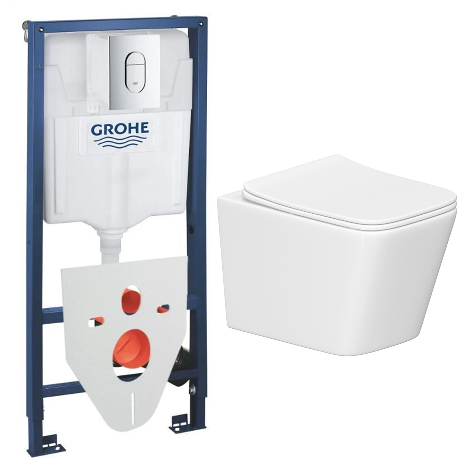 Изображение товара Комплект инсталляция с унитазом Grohe 75017R039K белый высокая надежность