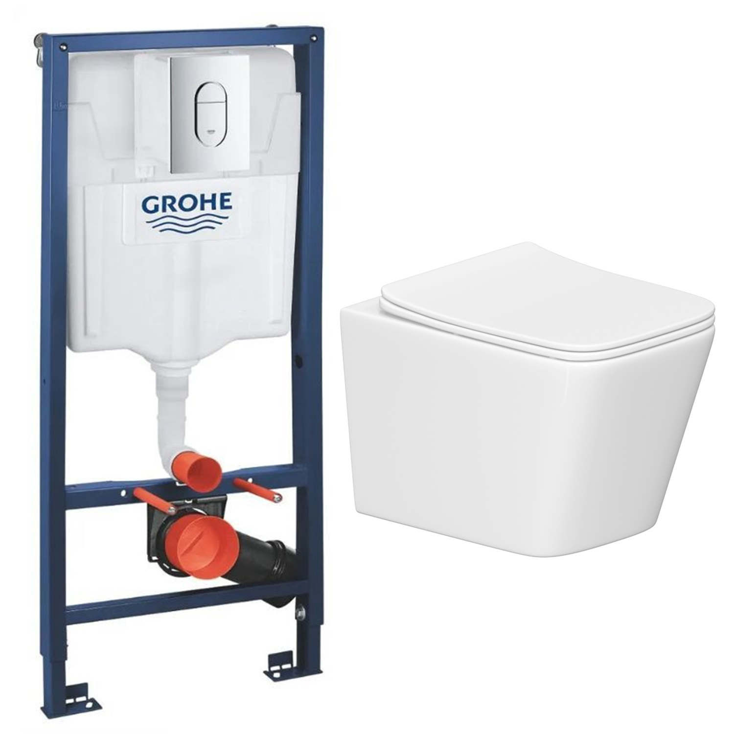 Изображение товара Комплект инсталляция с унитазом Grohe F02061945R белый