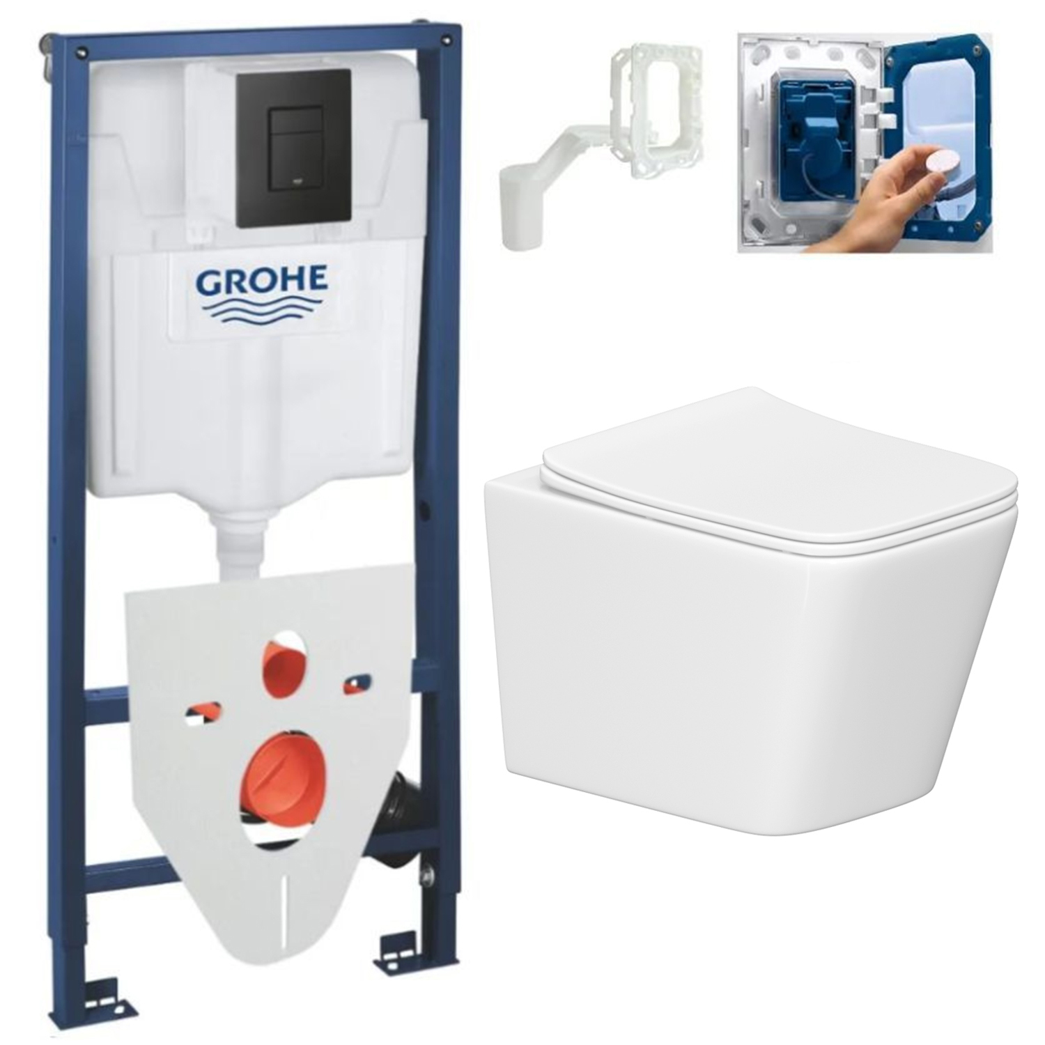 Изображение товара Комплект инсталляция с унитазом GROHE 24950M8V69 белый для ванной