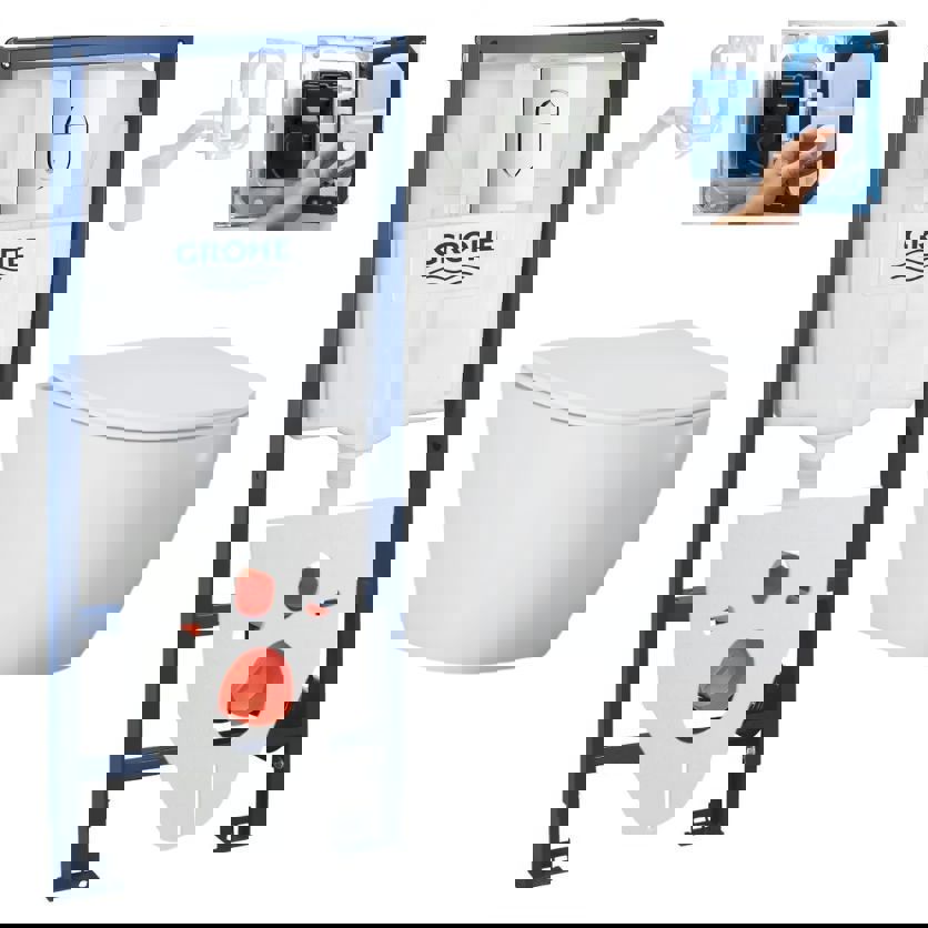 Изображение товара Комплект инсталляция с унитазом Grohe 437635101 белый и современный дизайн