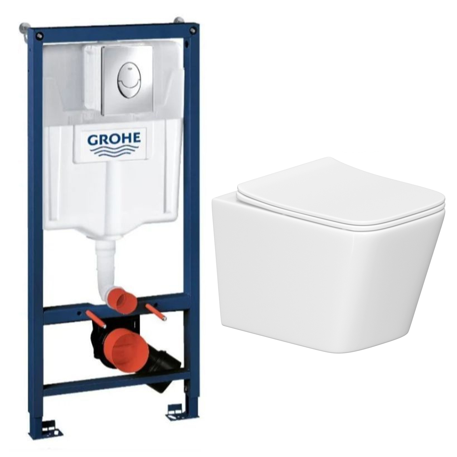 Изображение товара Комплект инсталляция с унитазом Grohe 4X122634D1 белый для подвесных унитазов