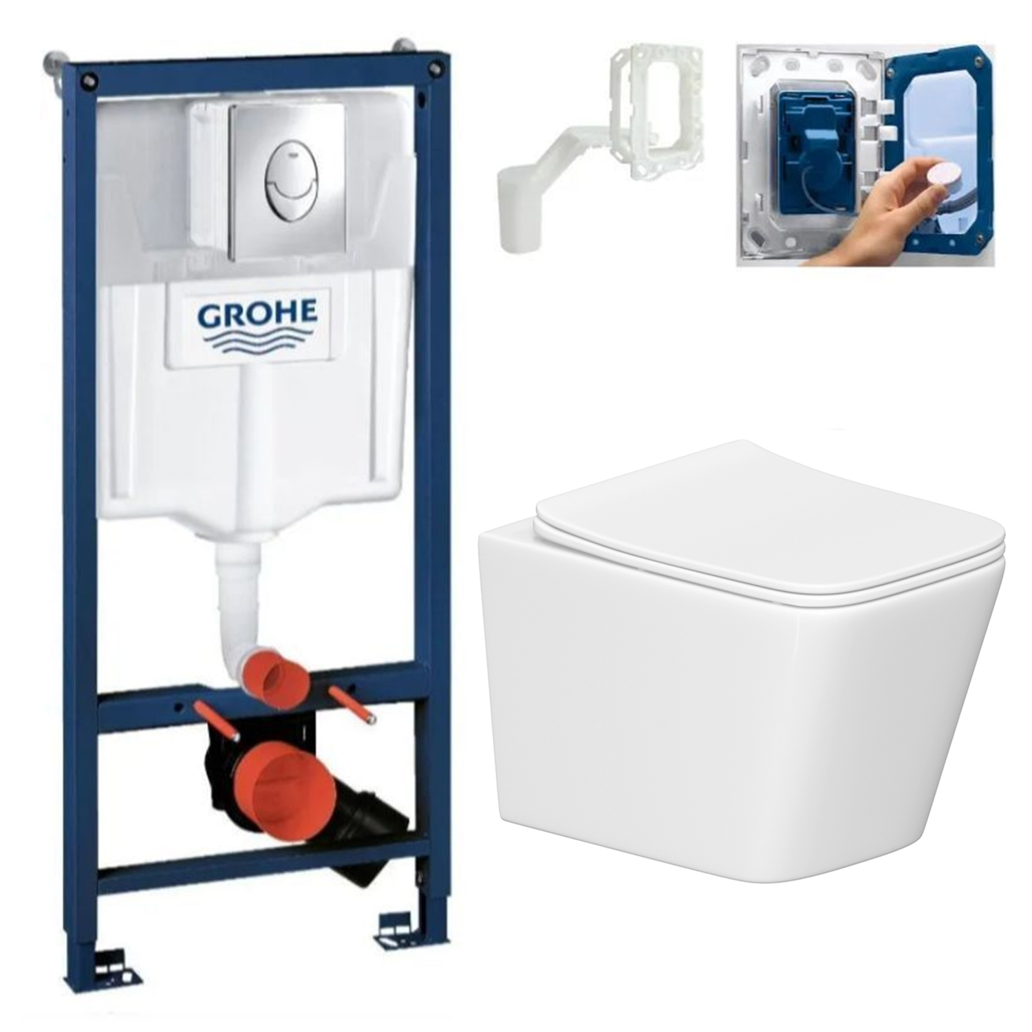 Изображение товара Комплект инсталляция с унитазом GROHE 763R25563K белый для скрытого монтажа