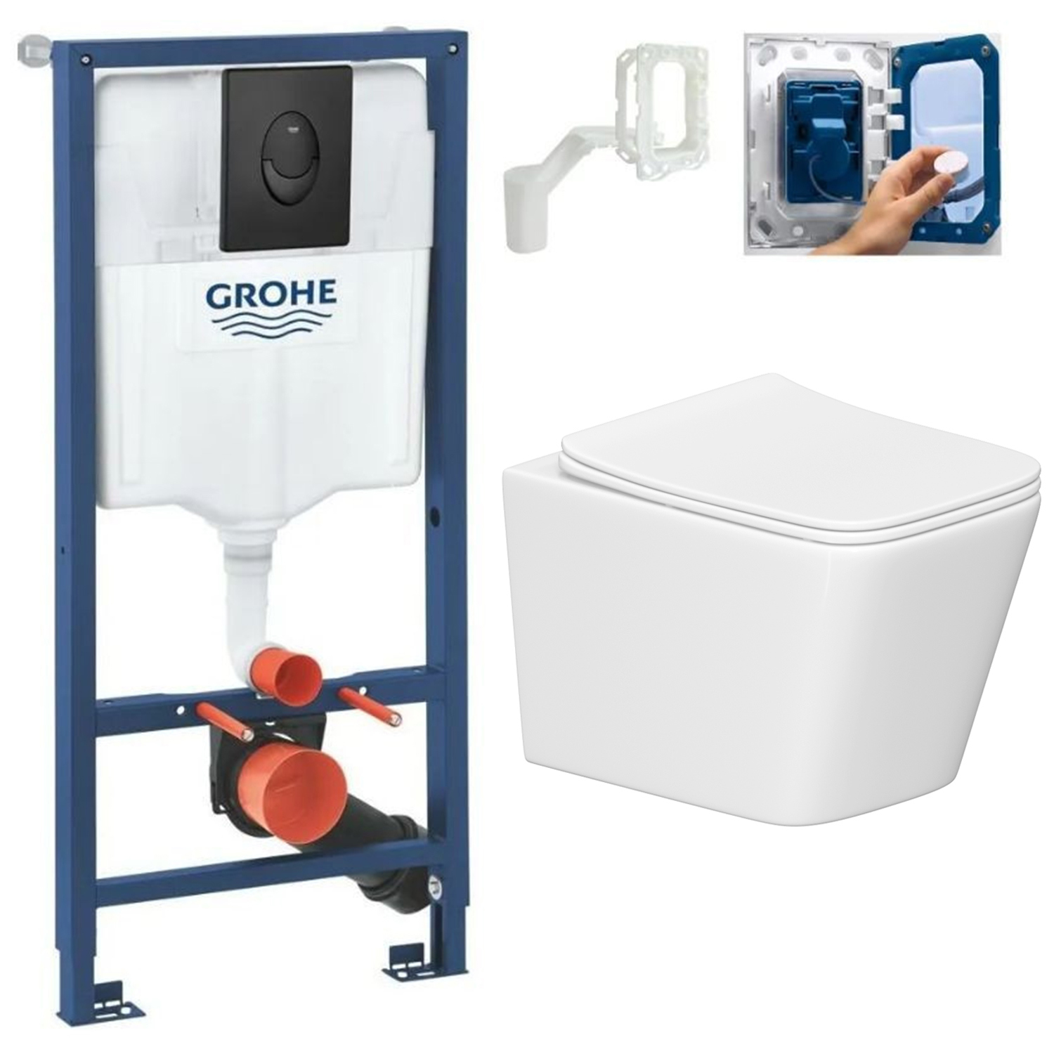 Изображение товара Комплект инсталляция с унитазом Grohe 56342NE805 цвет белый