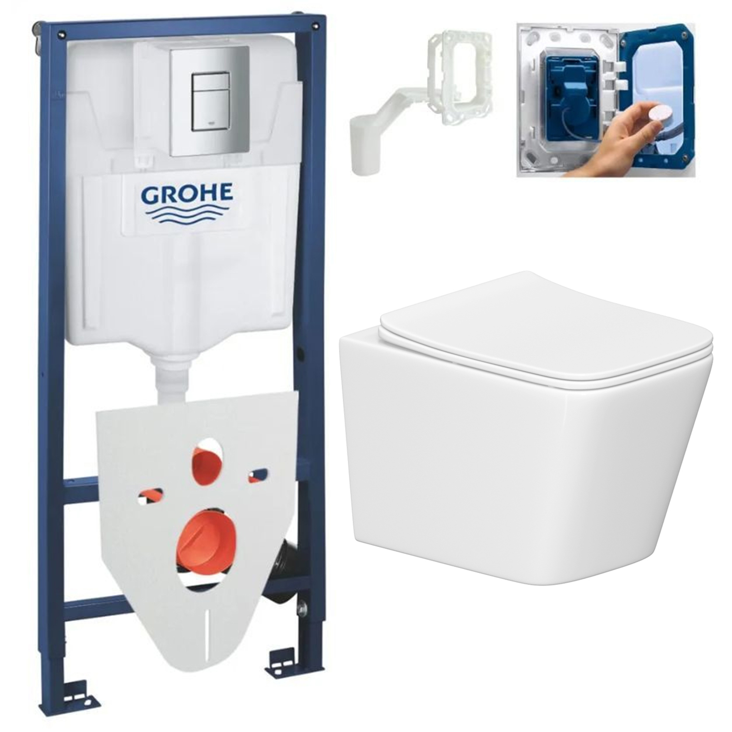 Изображение товара Комплект инсталляции и унитаза Grohe 76MF240150 белый для скрытого монтажа
