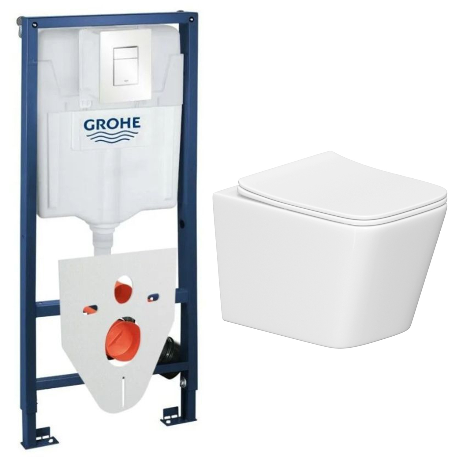 Изображение товара Комплект инсталляции с унитазом Grohe 89190505SX белый для скрытого монтажа