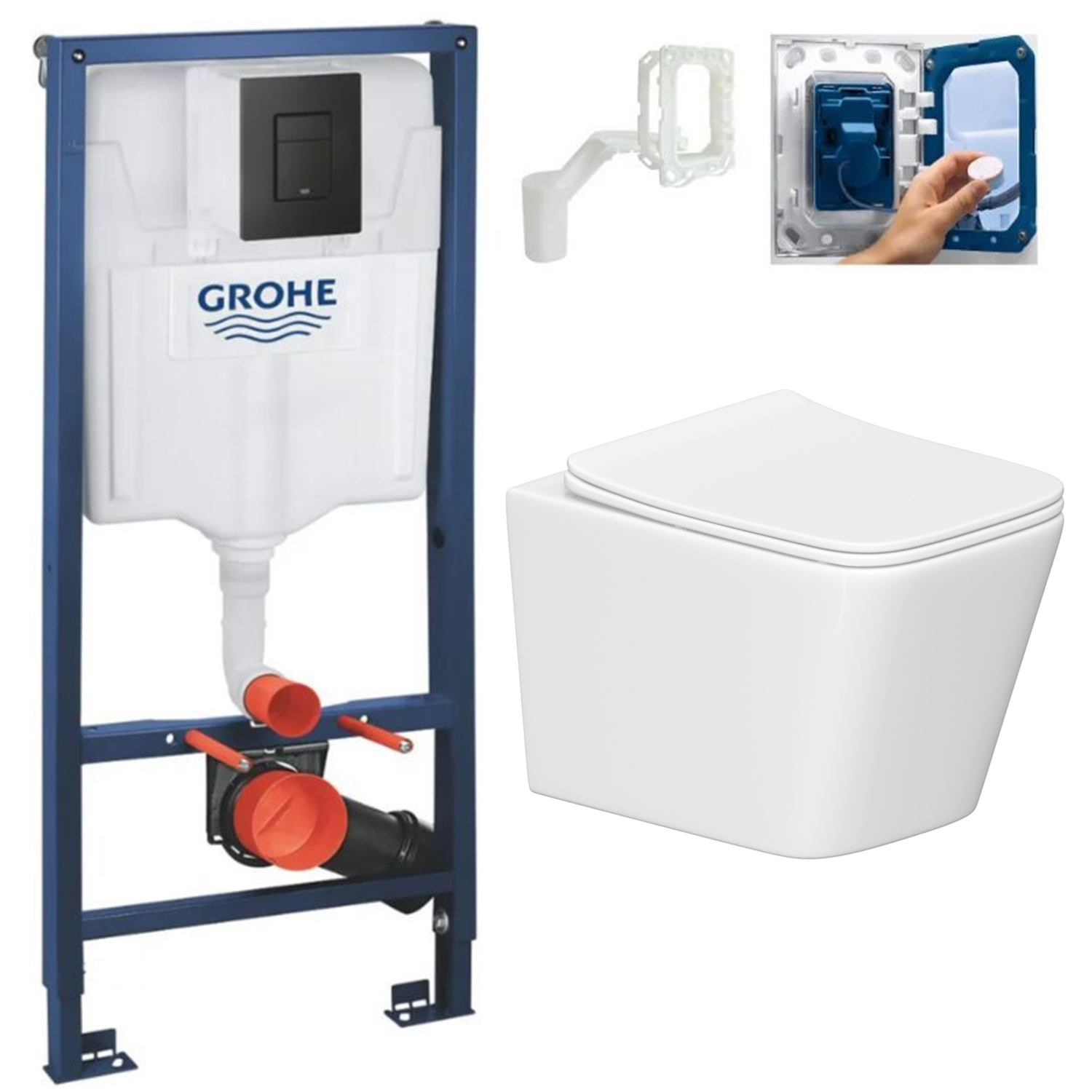 Изображение товара Комплект инсталляция с унитазом Grohe 96151X2B69 цвет белый