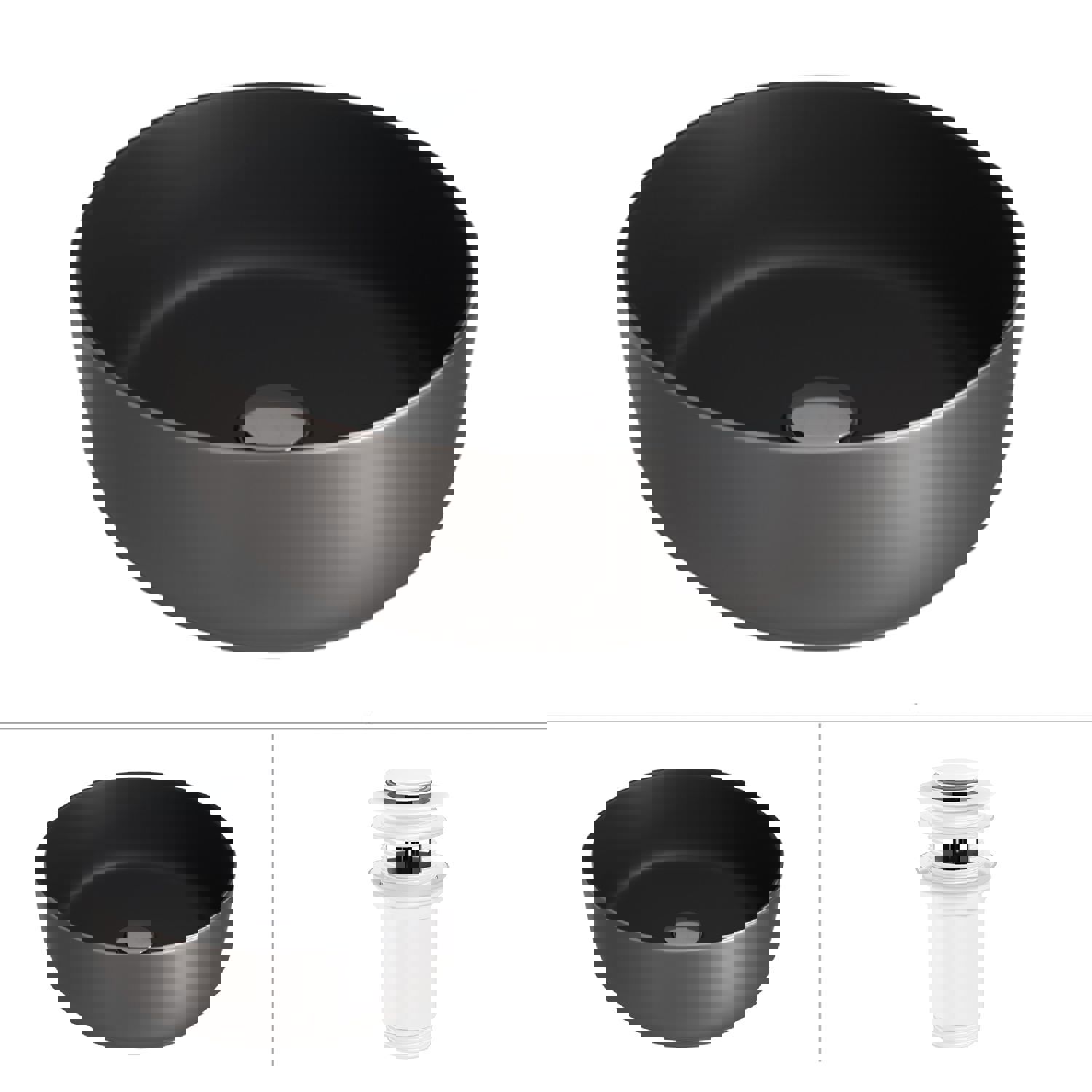 Изображение товара Раковина Helmken 22087d53v4 36см из санфарфора черный, серый, белый матовый