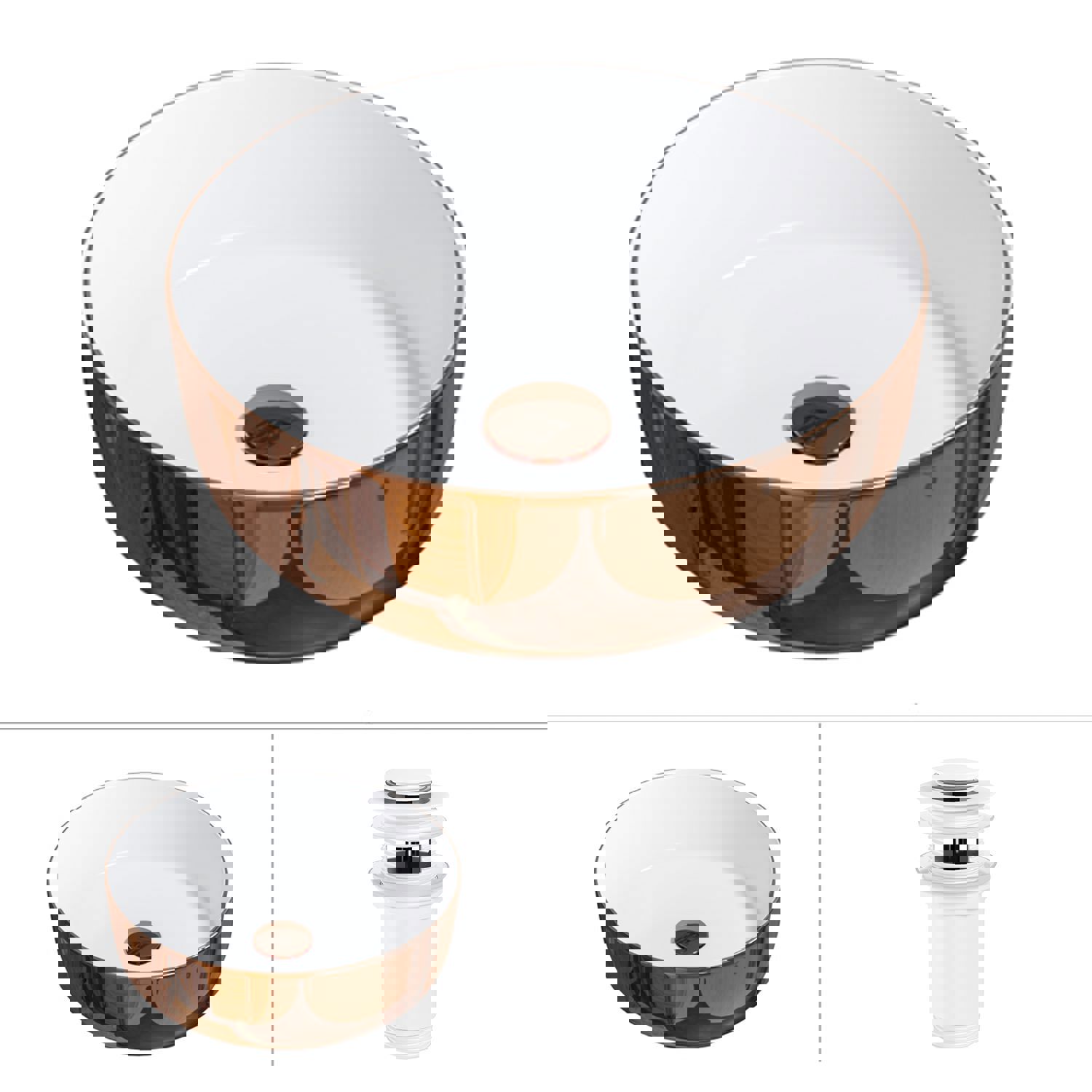 Изображение товара Раковина Helmken 5a87595n11 36 см белая золото матовая, встраиваемая и накладная