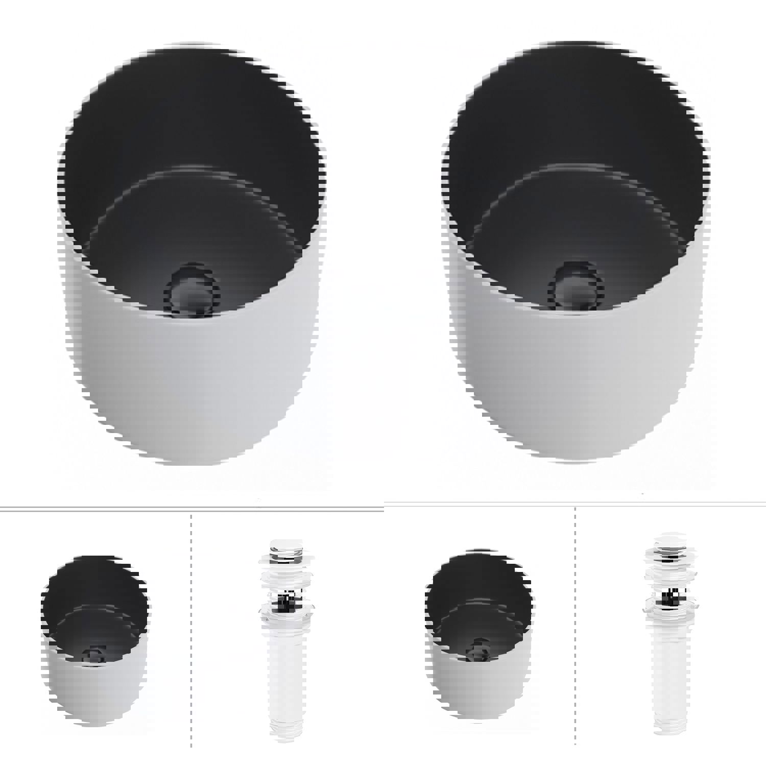 Изображение товара Раковина Helmken 084dt86751 36см черная или белая с керамическим покрытием