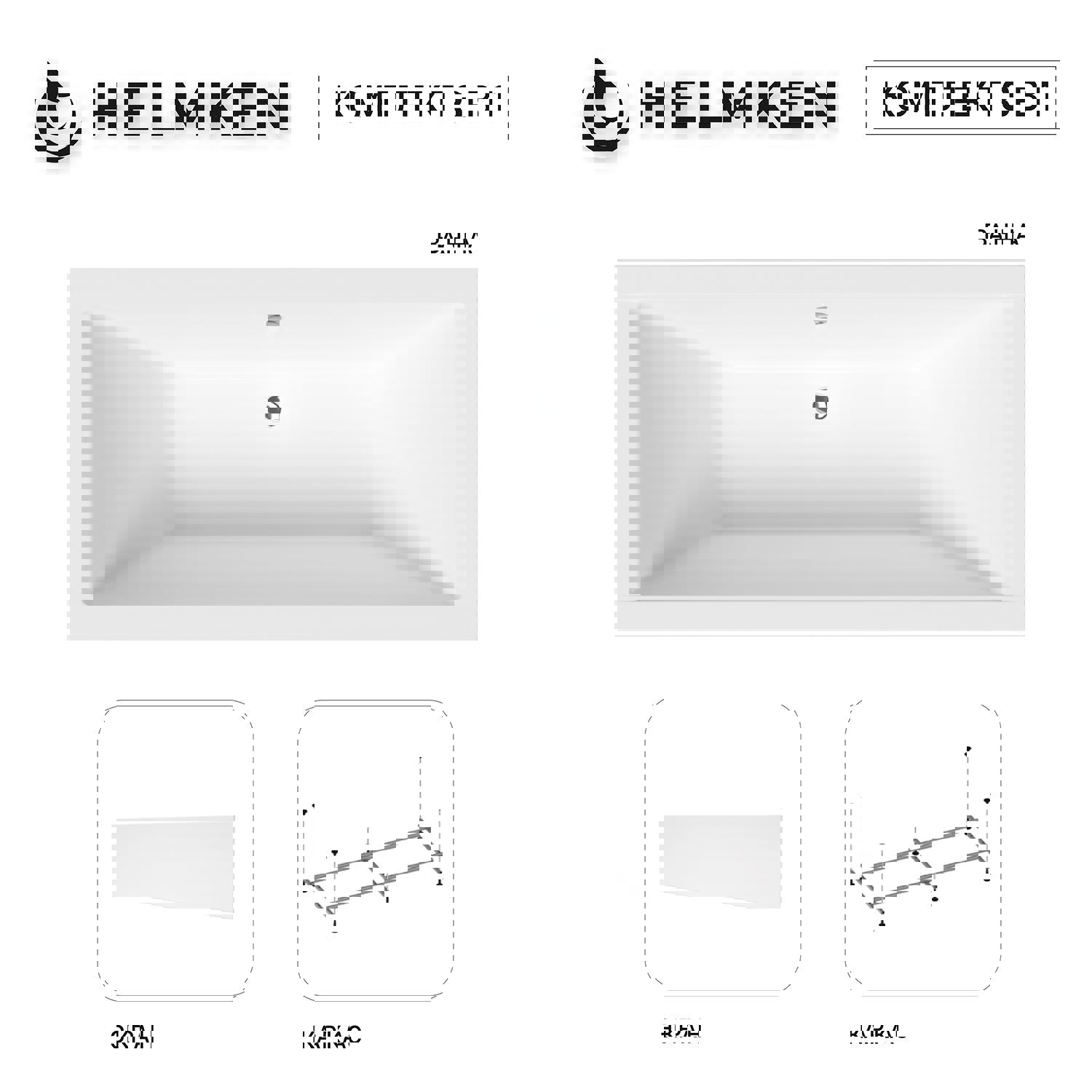 Изображение товара Ванна акриловая Helmken Alvaro 31A6780E76 165x75 комплект 3 в 1: прямоугольная ванна, каркас, лицевой экран цвет белый