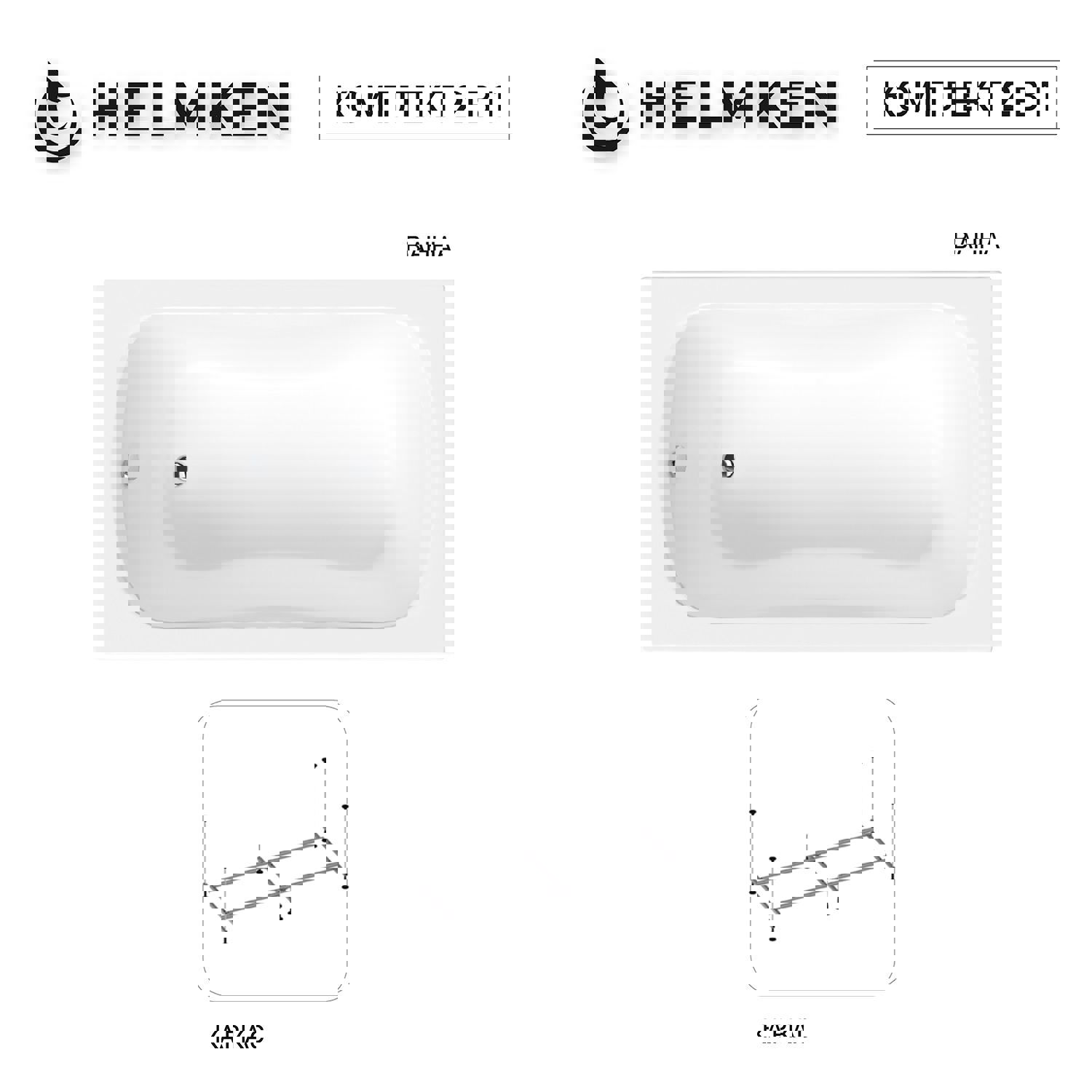 Изображение товара Акриловая ванна Helmken Edelva 5686YN2381 с каркасом белая 129.5x70 см