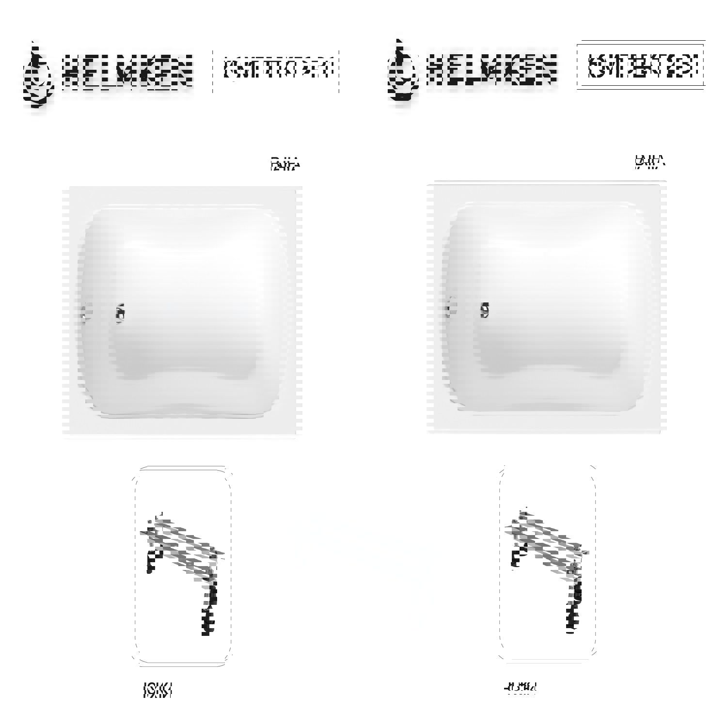 Изображение товара Акриловая ванна Helmken Edelva 130x70 комплект с ножками