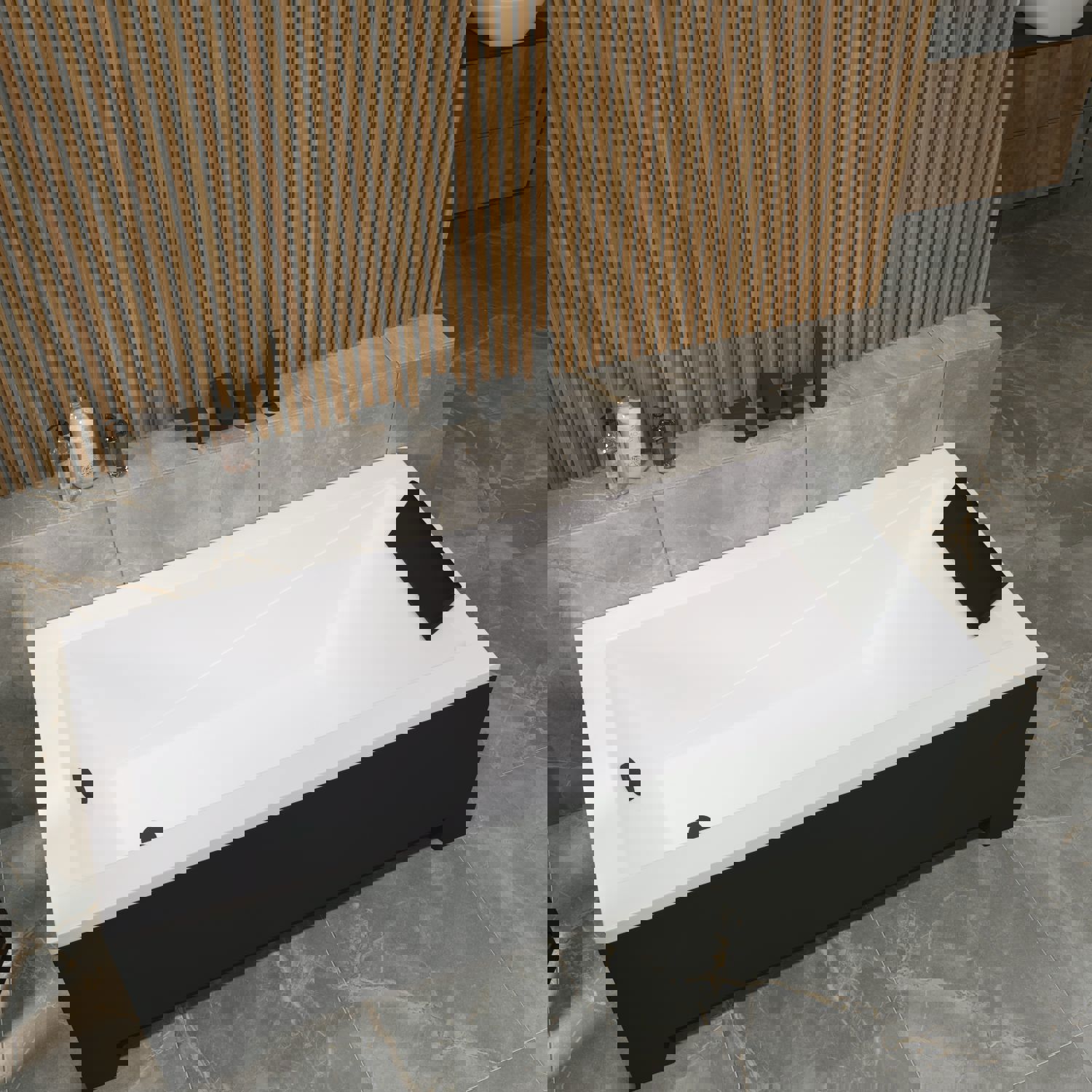 Изображение товара Ванна акриловая Helmken Rivana 698D137K76 160 x 70 комплект 2 в 1 цвет белый/черный