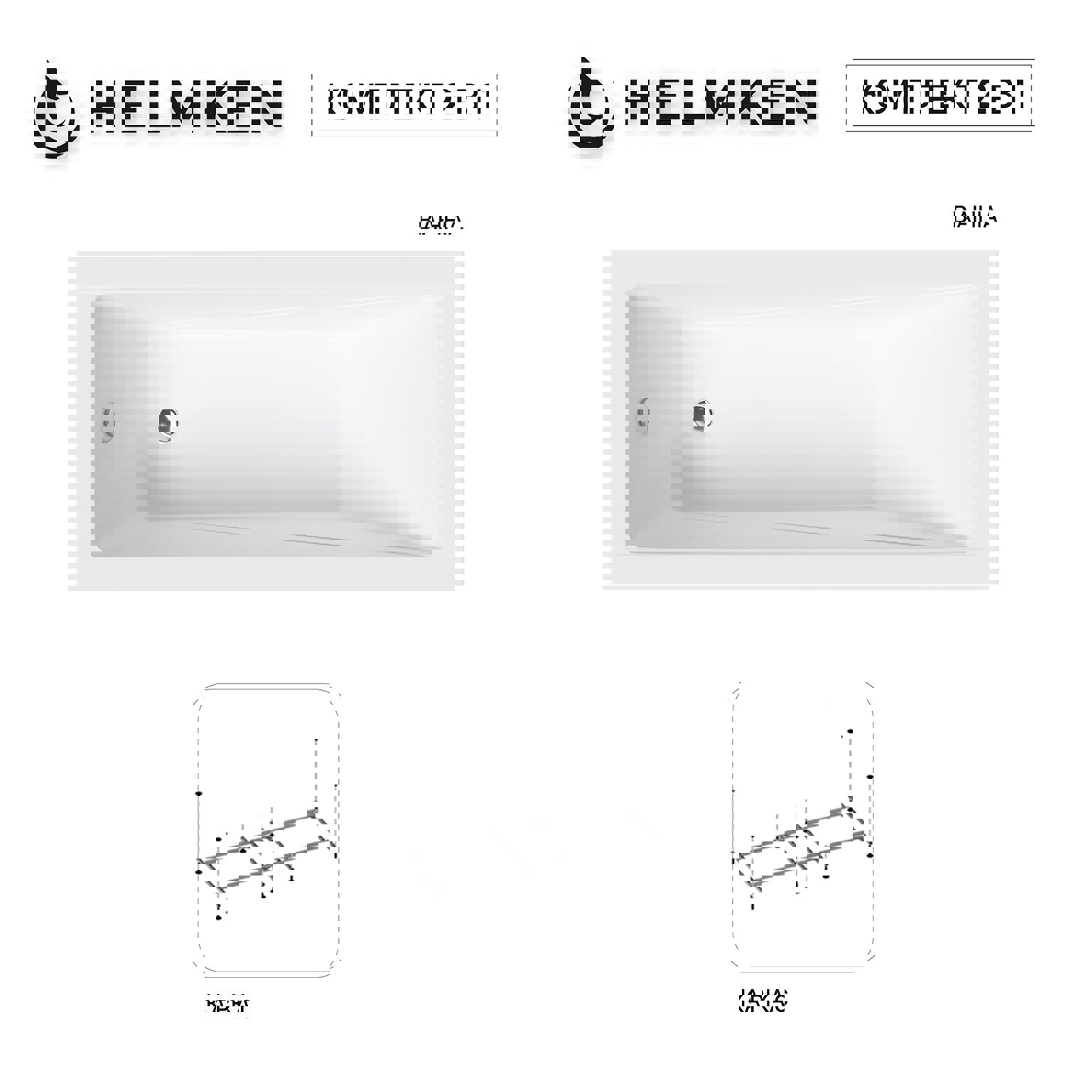 Изображение товара Ванна акриловая Helmken Rivana 5577N518N2 180 x 80 комплект 2 в 1 цвет белый