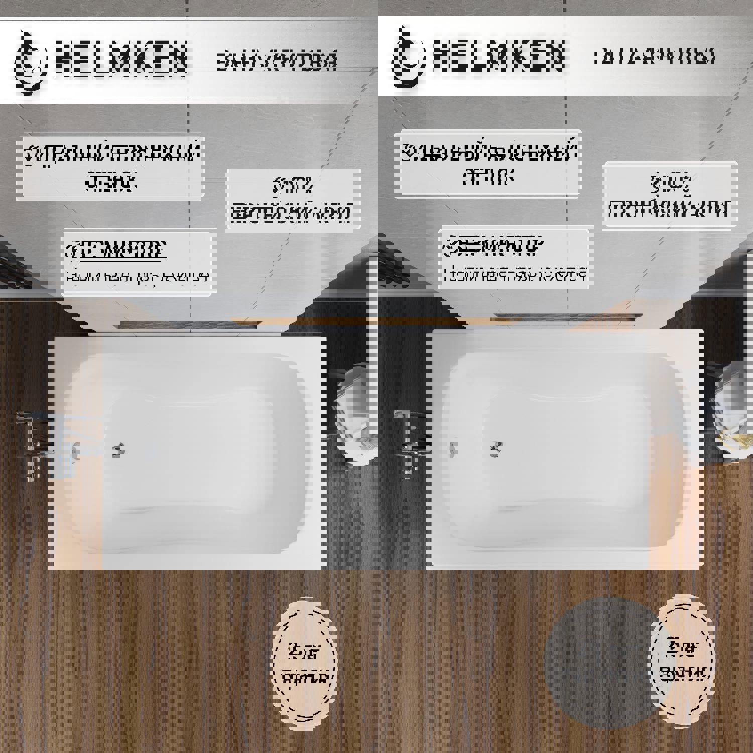 Изображение товара Ванна акриловая Helmken Edelva 23094002 140x70 цвет белый