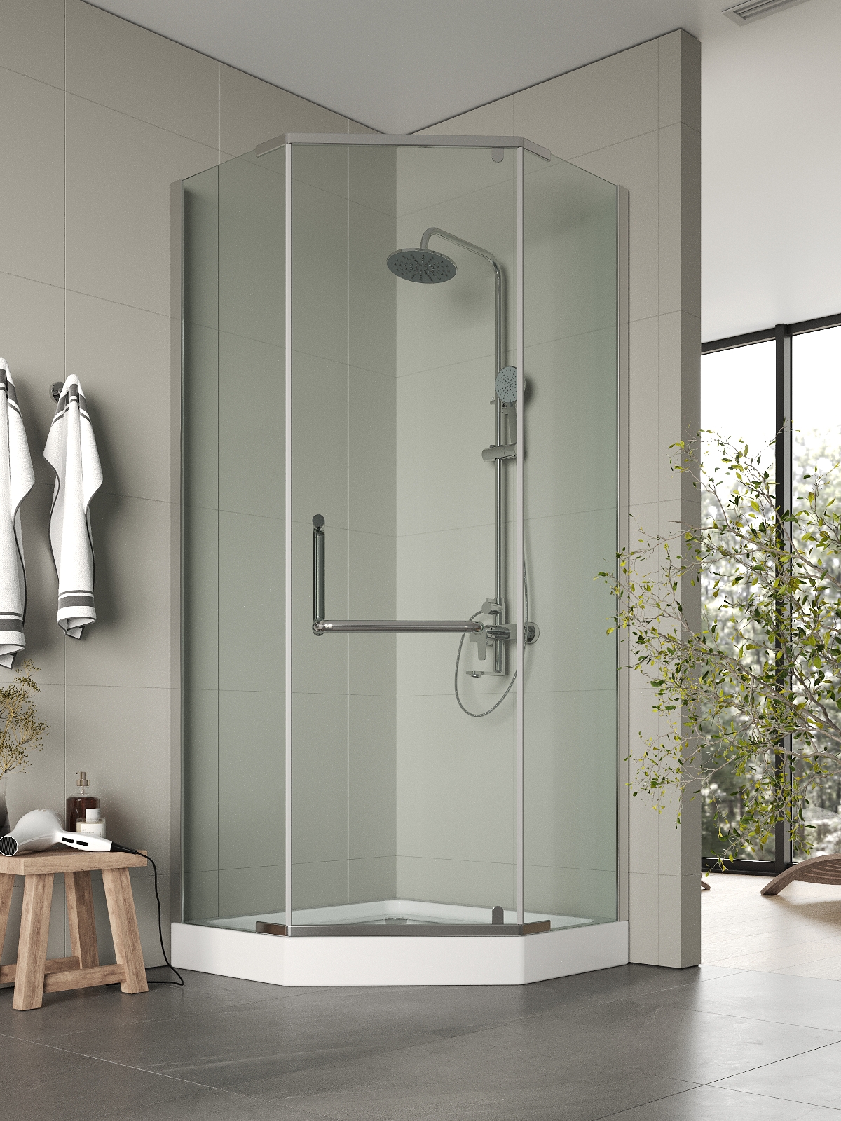 Изображение товара Душевой уголок Topline SC-390T с поддоном 88x88 см — хромированный профиль, прозрачное стекло 6 мм