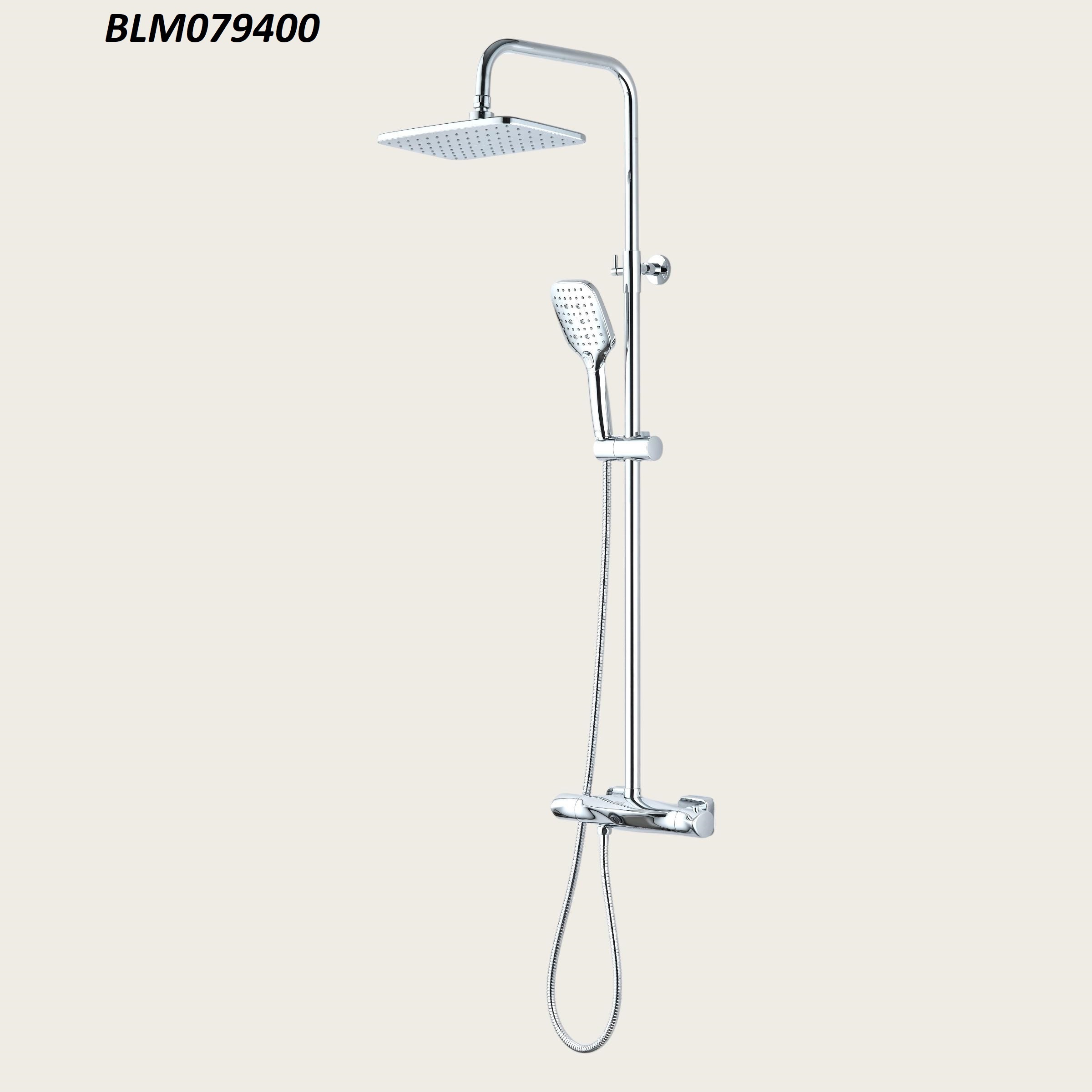 Изображение товара Душевая система BOND Cube BLM079400 с термостатом тропическим душем и смесителем с изливом Изображение товара Душевая система BOND Cube BLM079400 с термостатом тропическим душем и смесителем с изливом